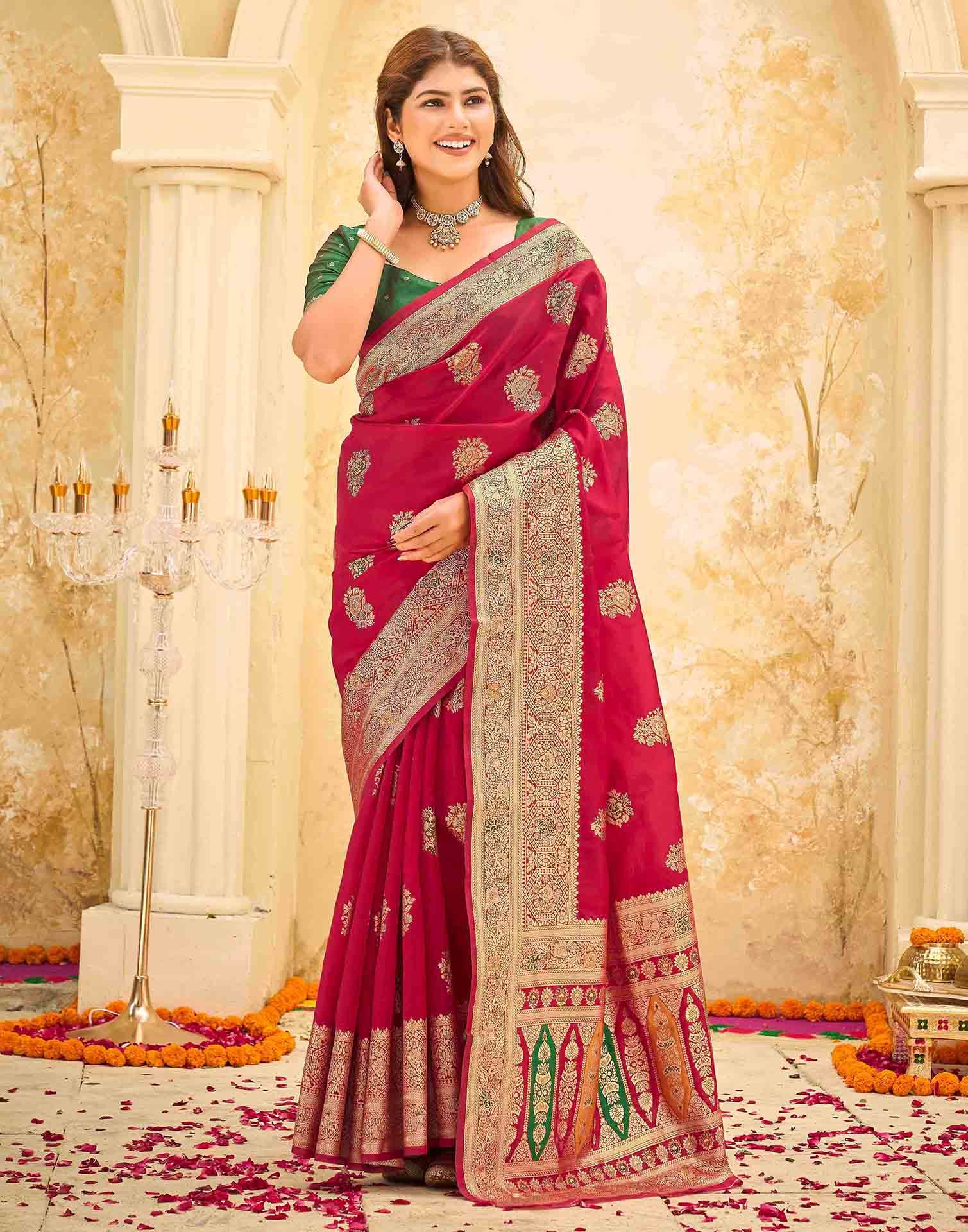 Red Silk Woven Banarasi Saree