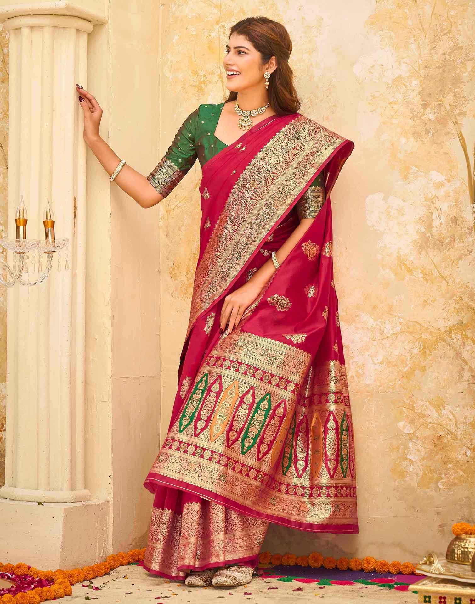 Red Silk Woven Banarasi Saree