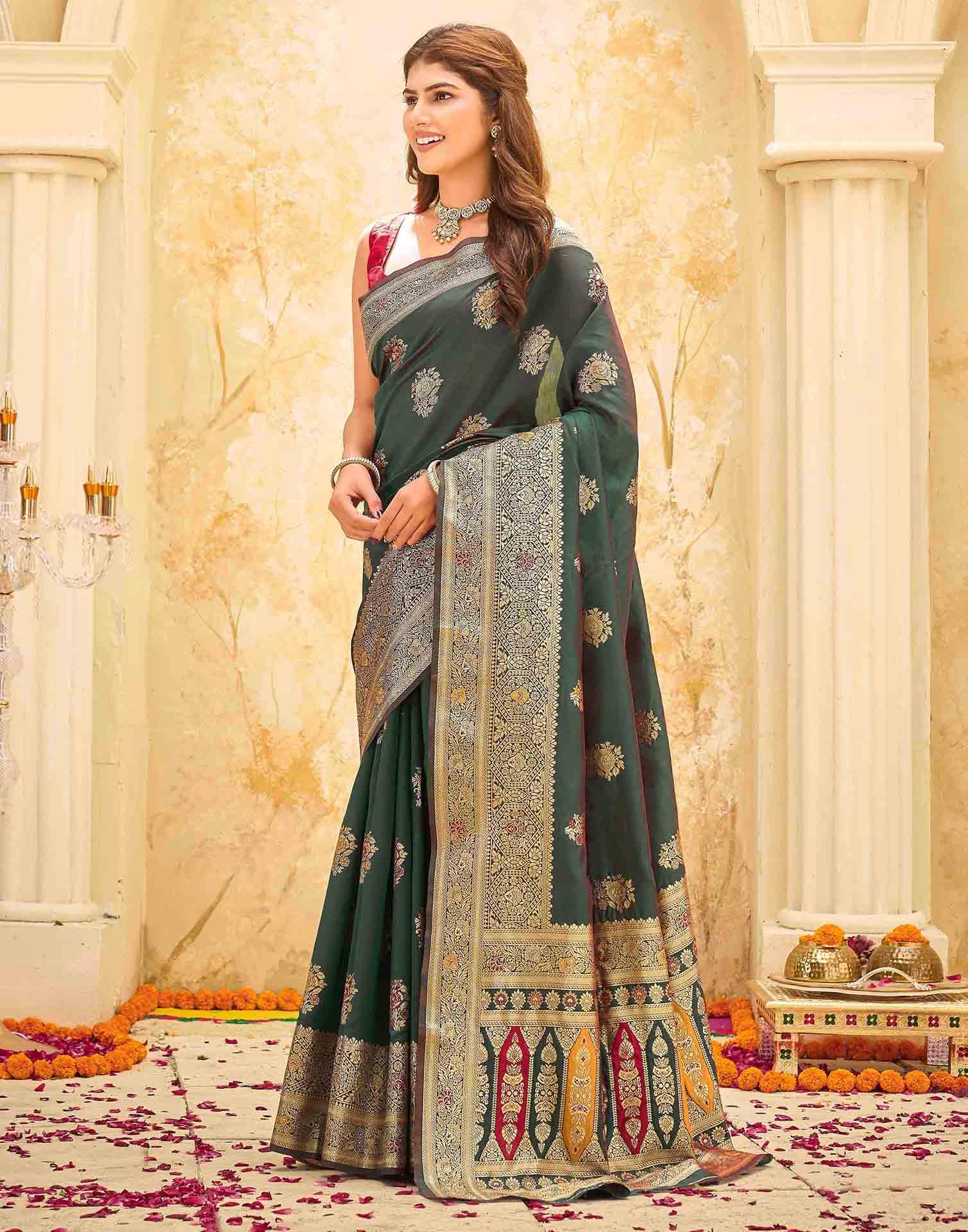 Green Silk Woven Banarasi Saree