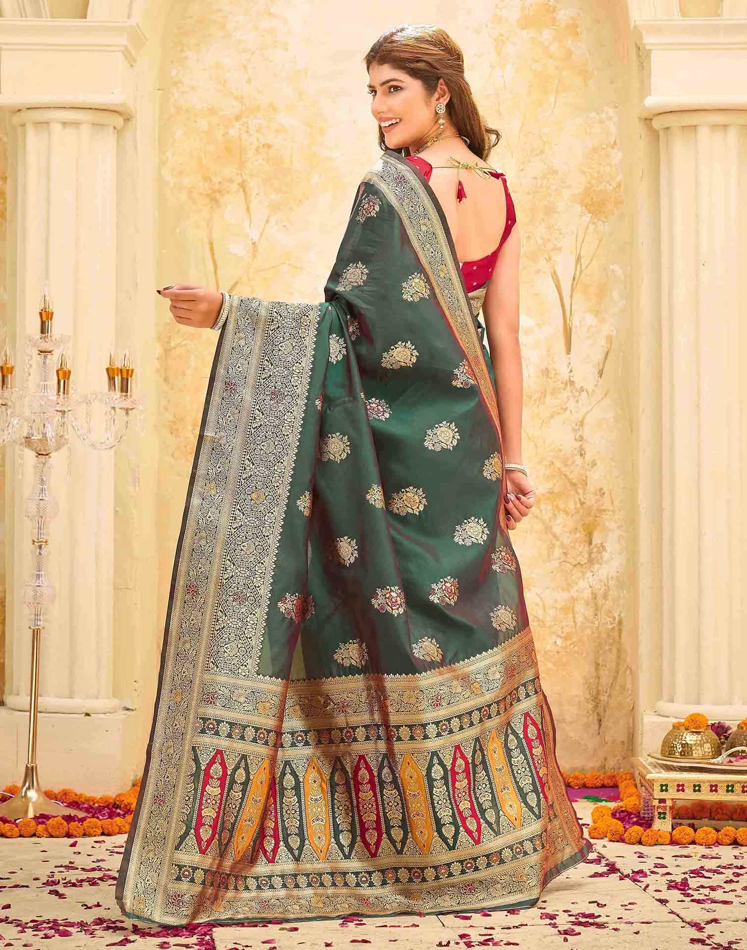 Green Silk Woven Banarasi Saree