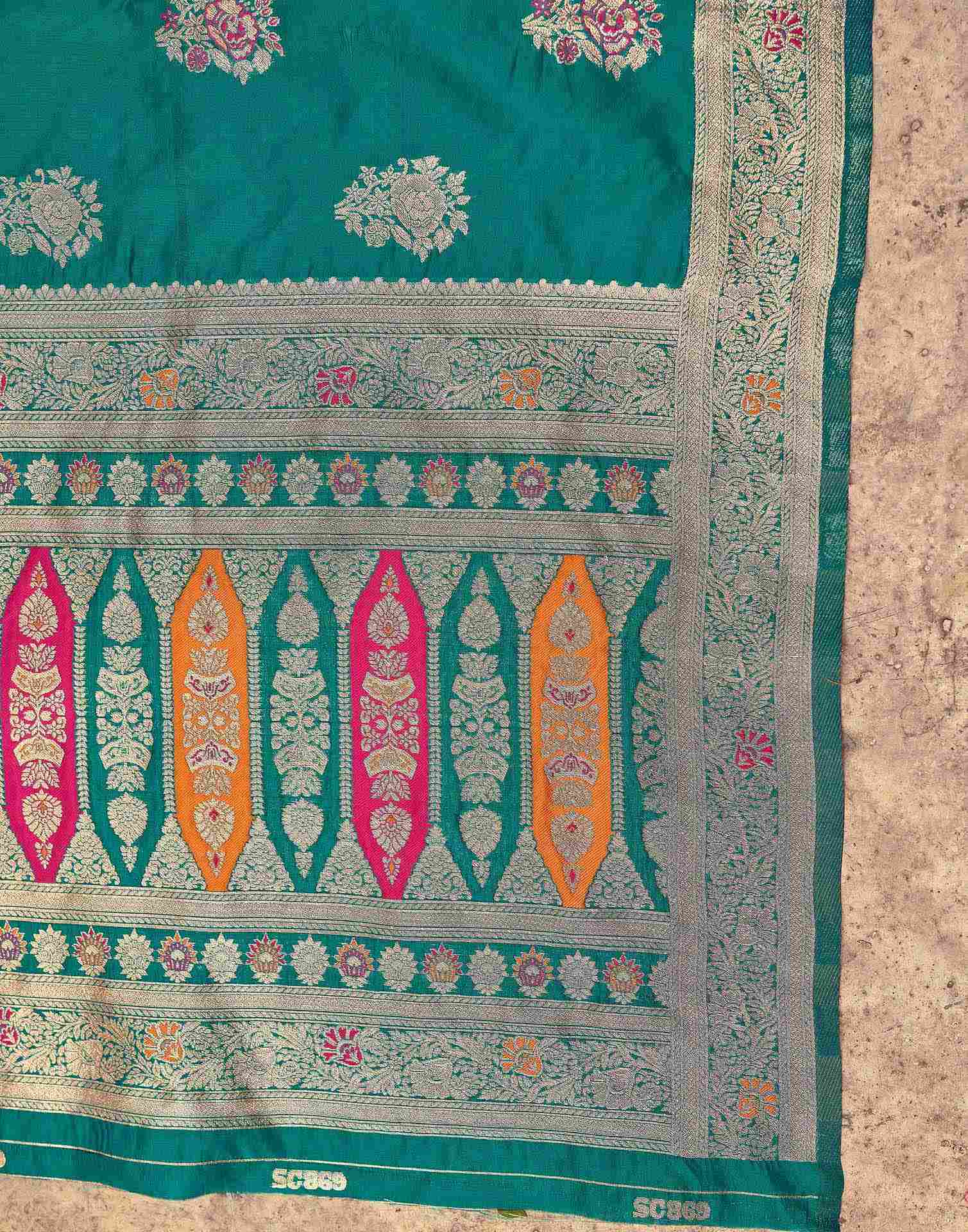 Teal Green Silk Woven Banarasi Saree