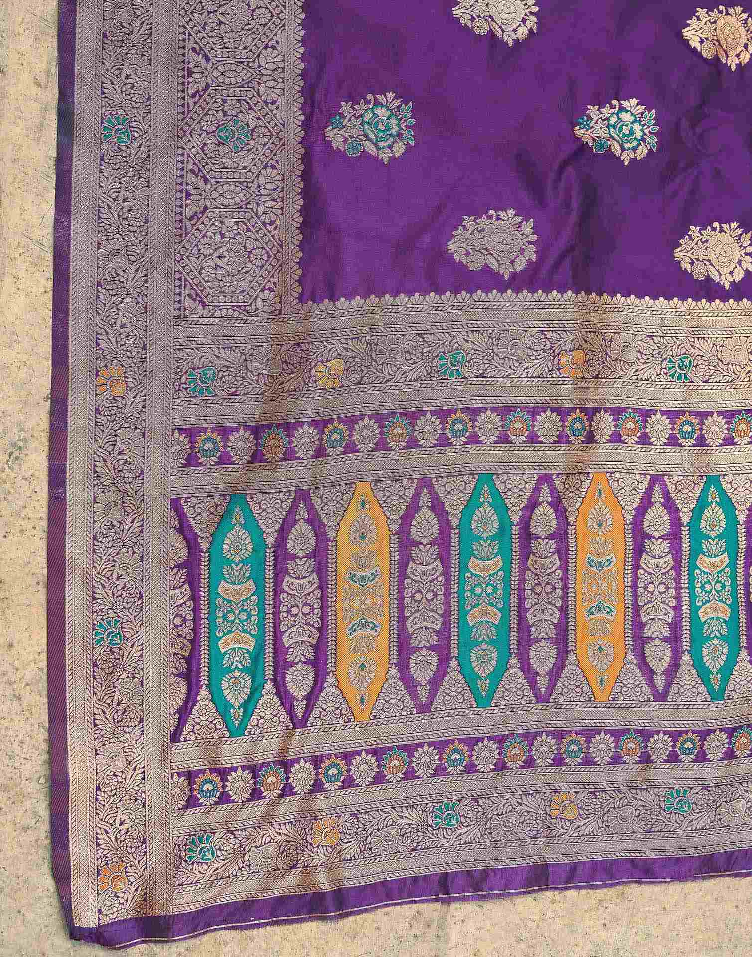 Dark Purple Silk Woven Banarasi Saree