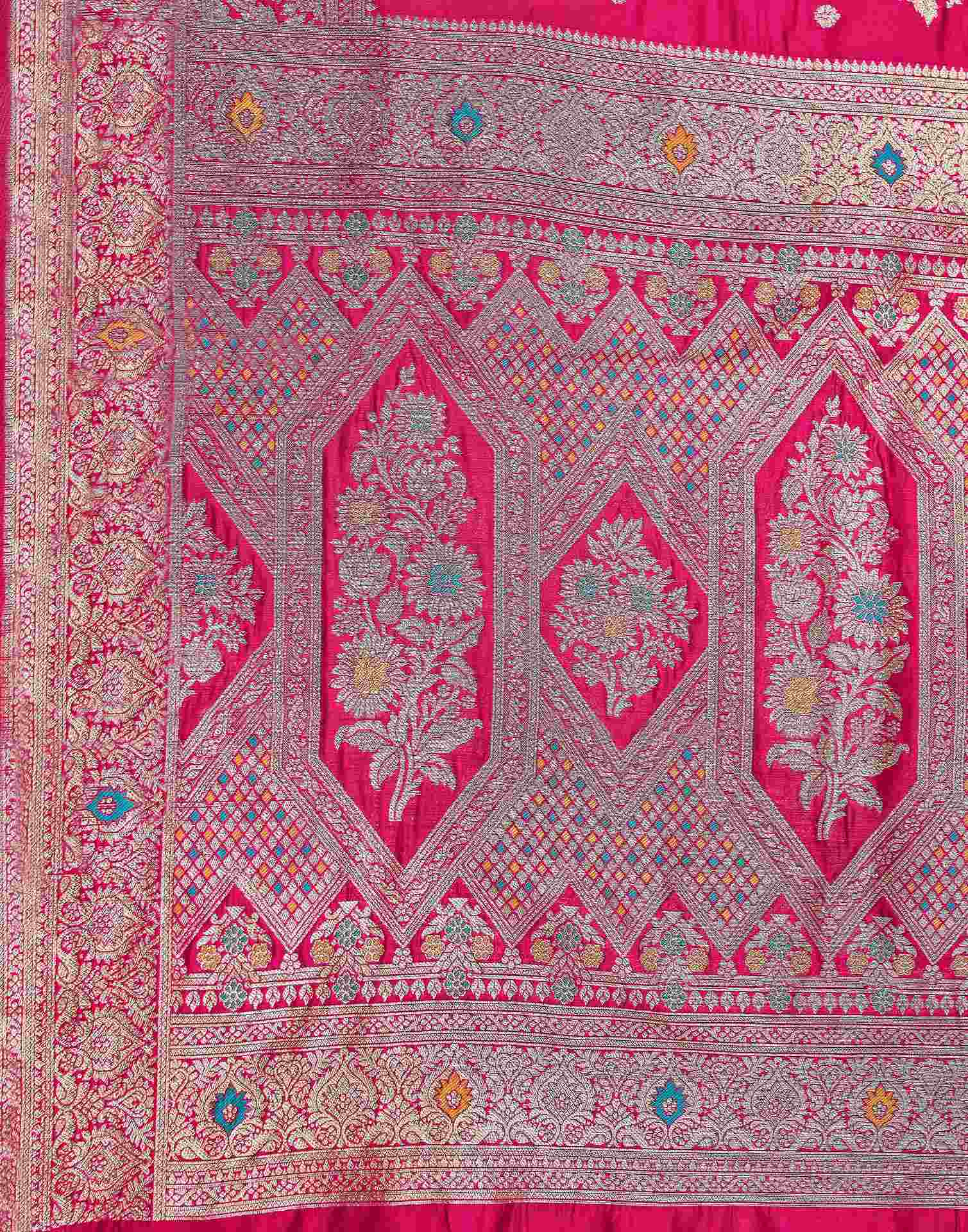 Pink Silk Woven Banarasi Saree