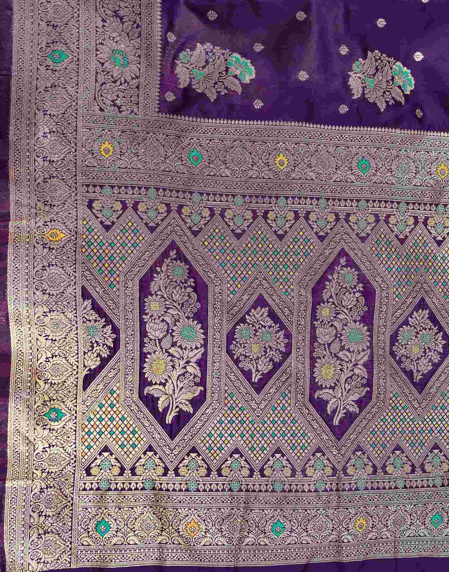 Dark Purple Silk Woven Banarasi Saree