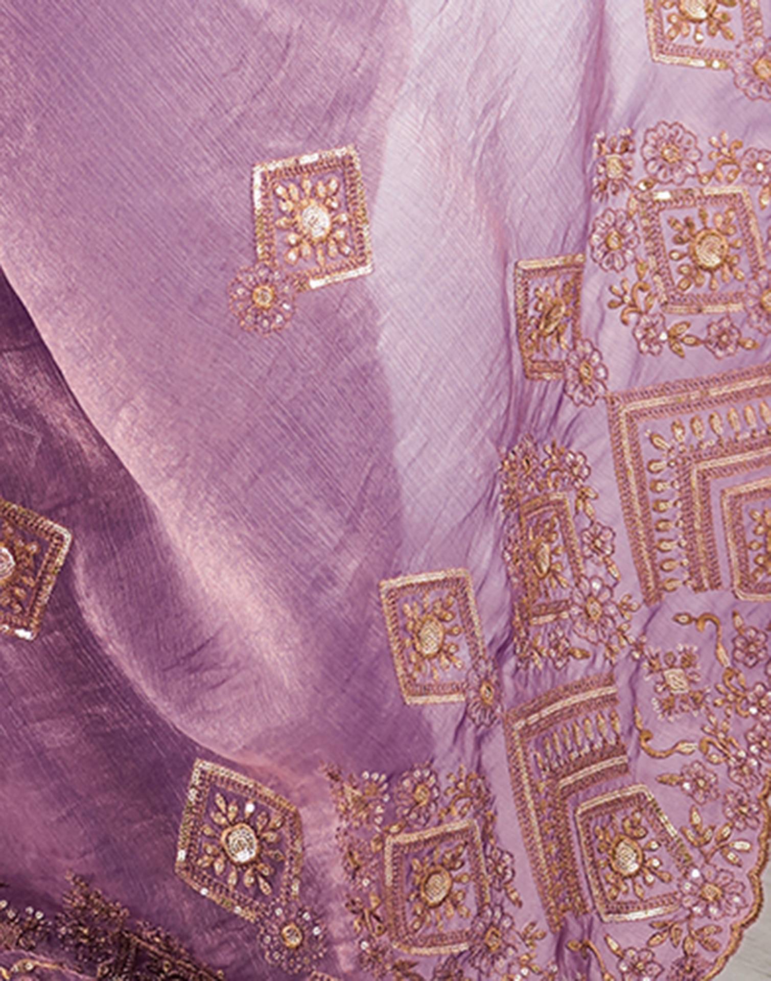 Lavender Shimmer Sequence Embroidery Saree