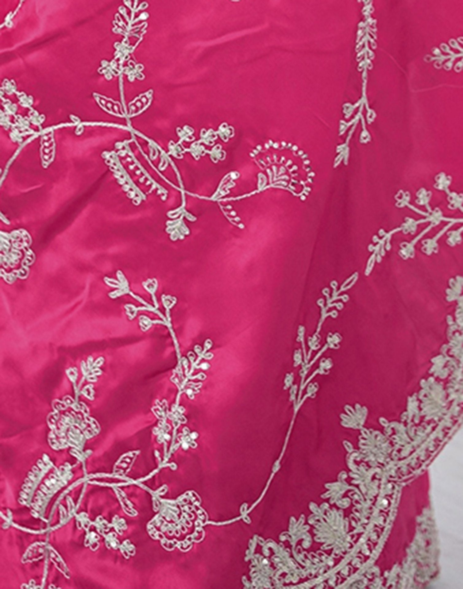 Pink Satin Sequence Embroidery Saree