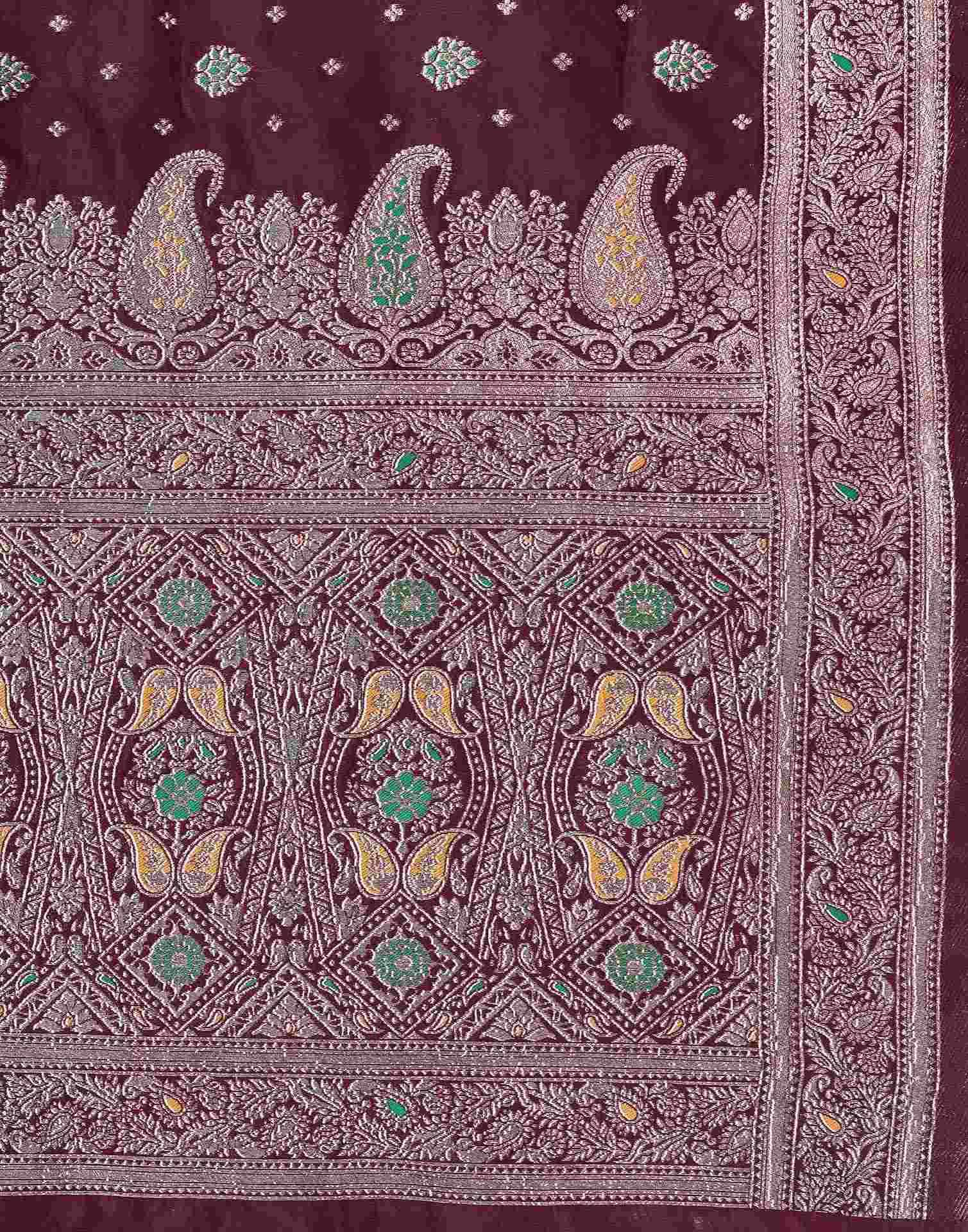 Maroon Silk Woven Banarasi Saree