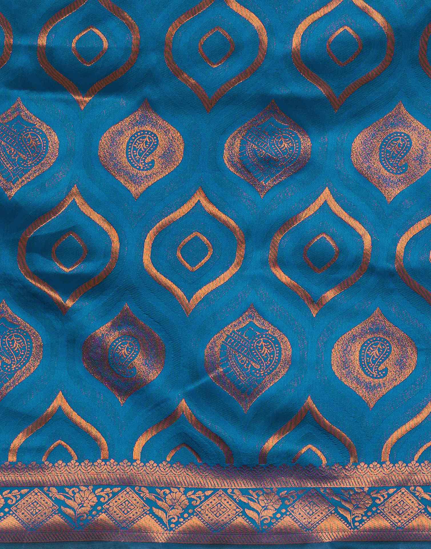 Rama Blue Silk Woven Saree