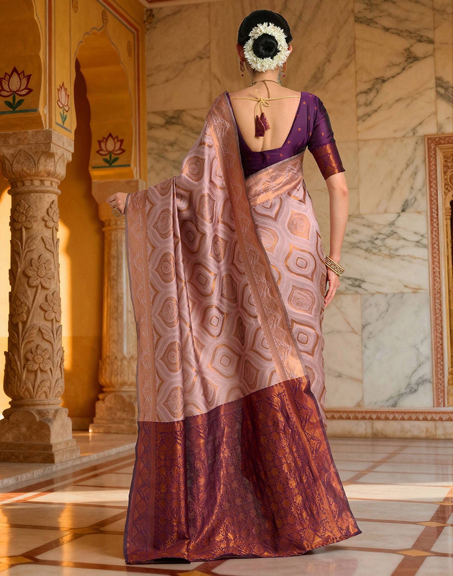 Mauve Silk Woven Saree