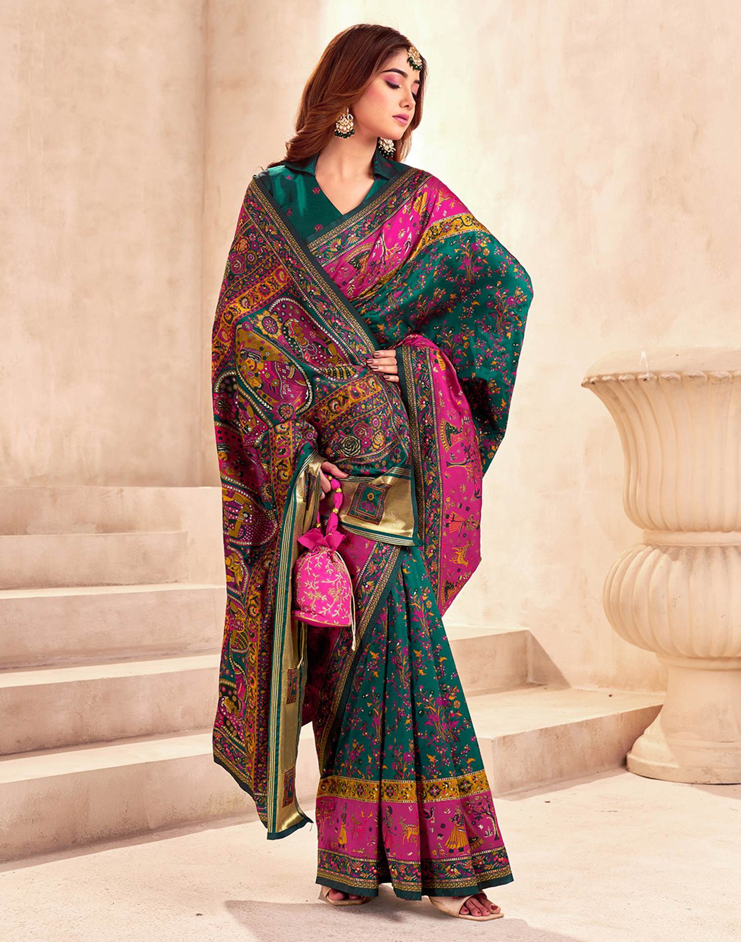 Green Silk Woven Patola Saree