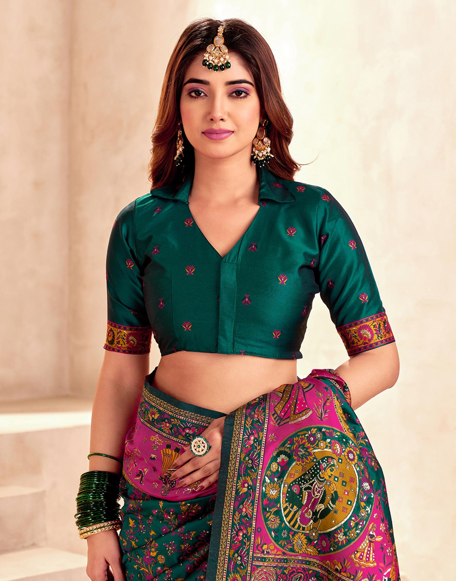 Green Silk Woven Patola Saree