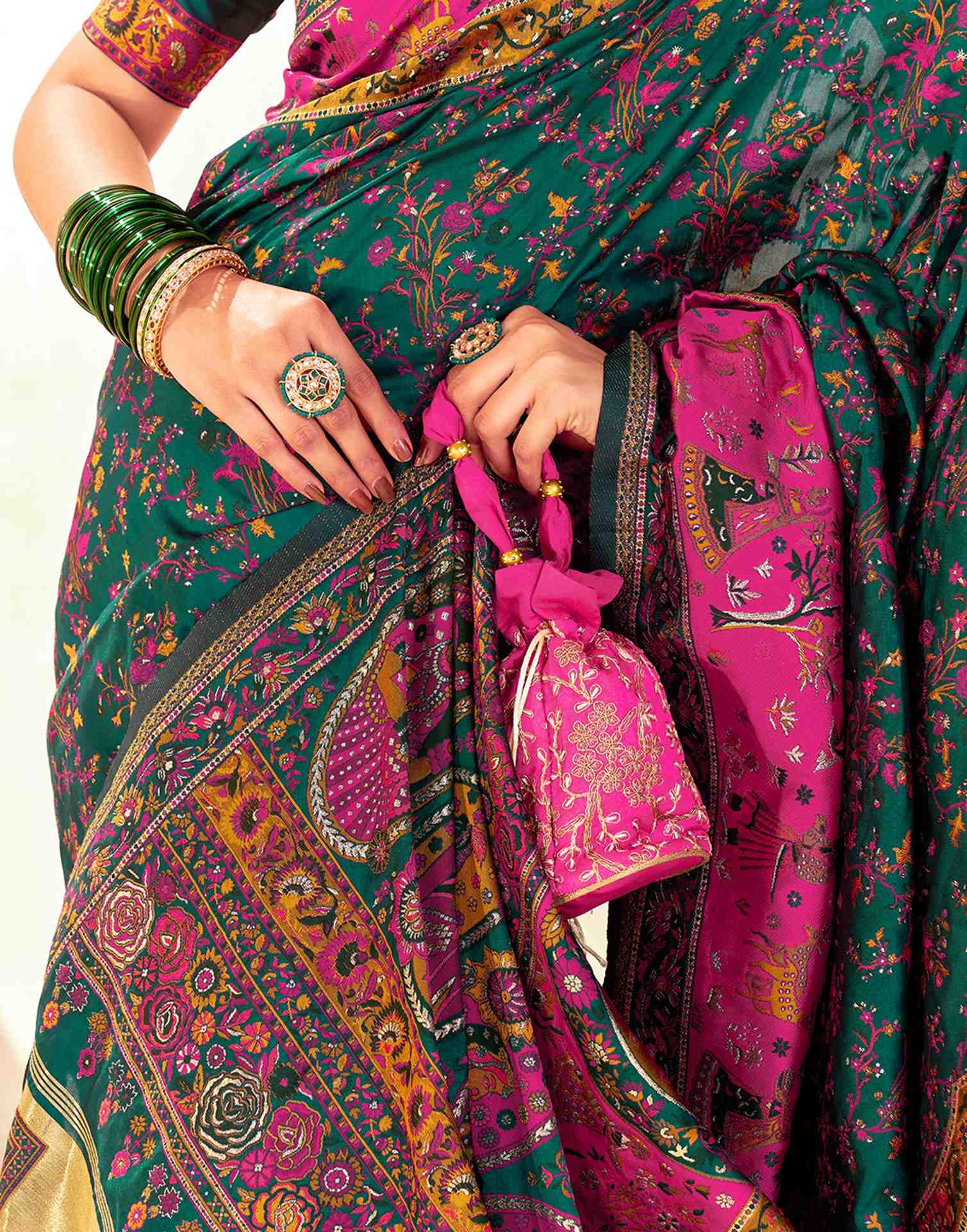 Green Silk Woven Patola Saree