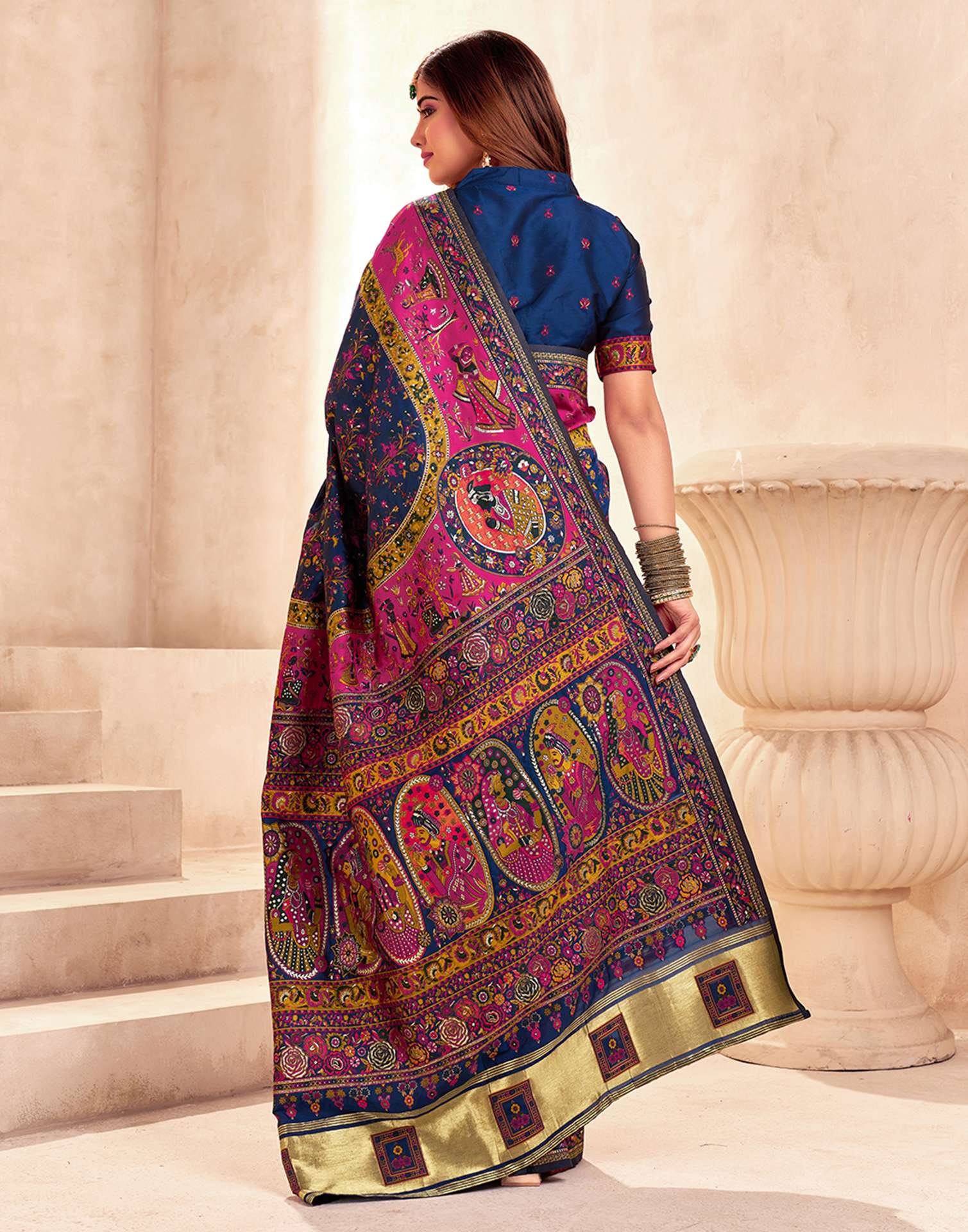Navy Blue Silk Woven Patola Saree