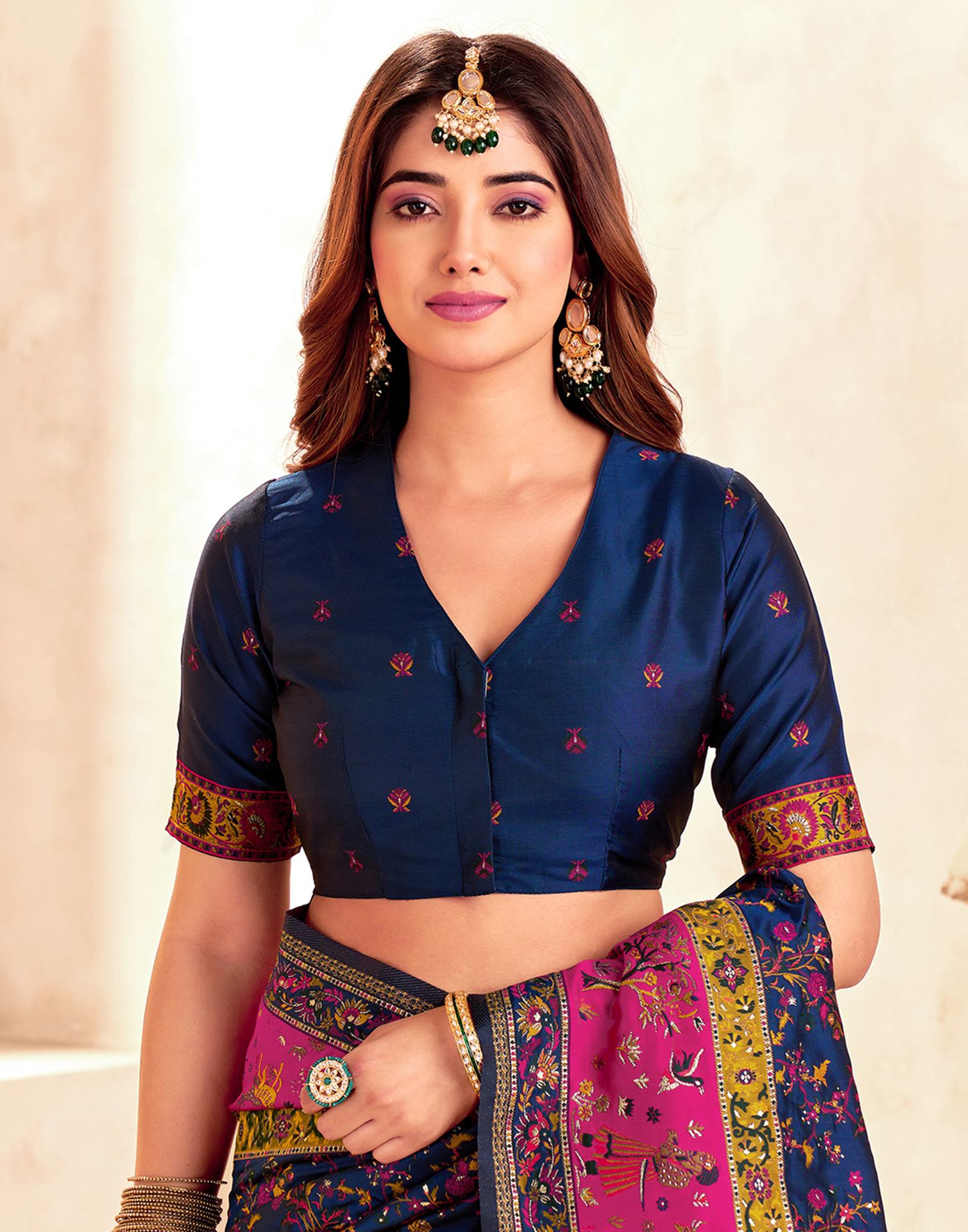 Navy Blue Silk Woven Patola Saree