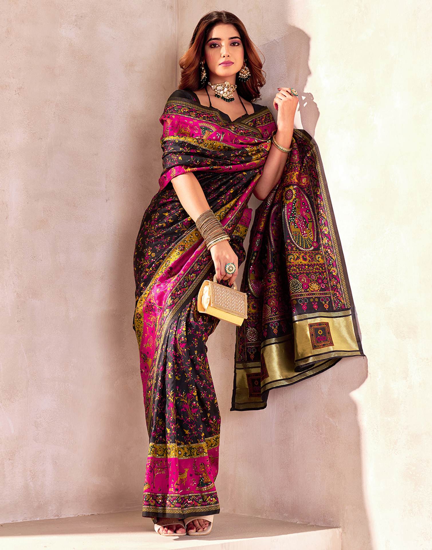 Black Silk Woven Patola Saree