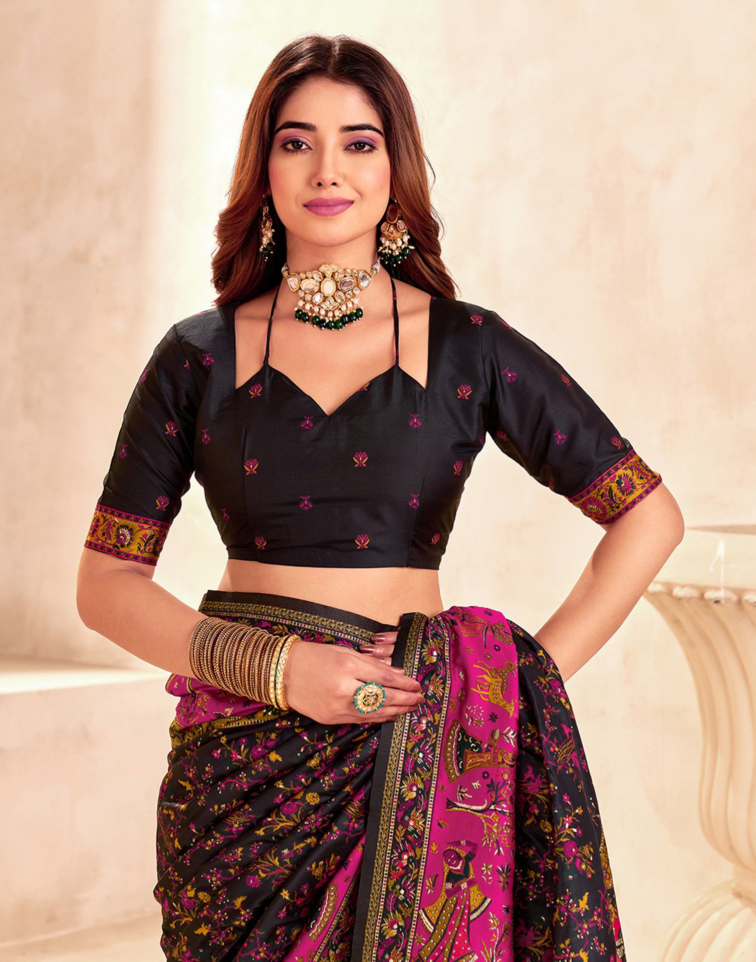 Black Silk Woven Patola Saree