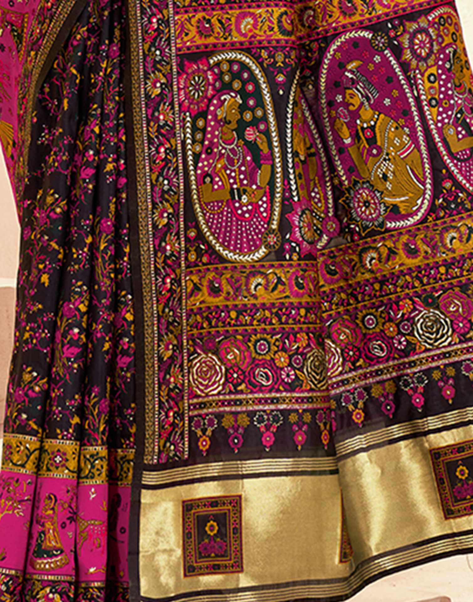 Black Silk Woven Patola Saree