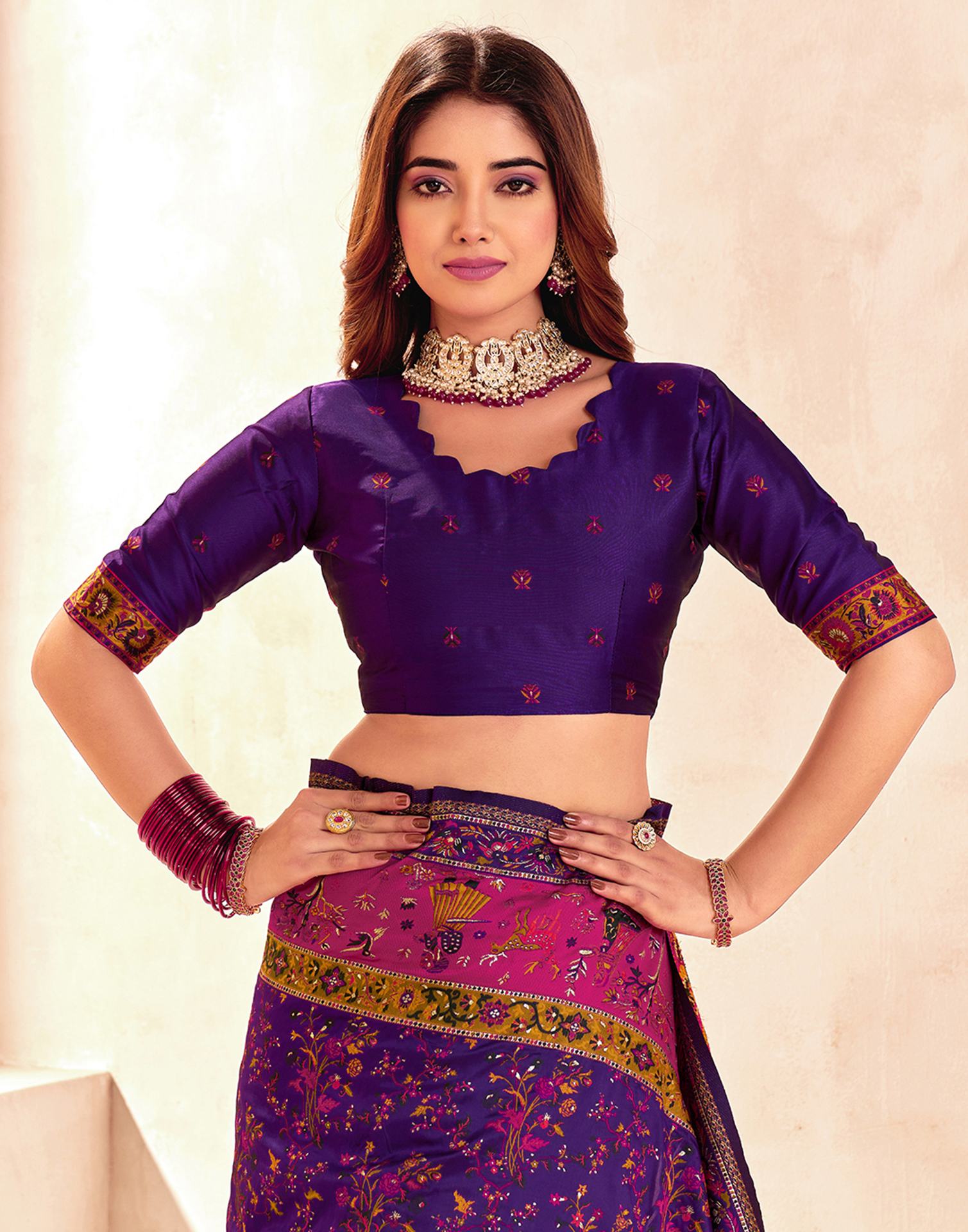 Purple Silk Woven Patola Saree