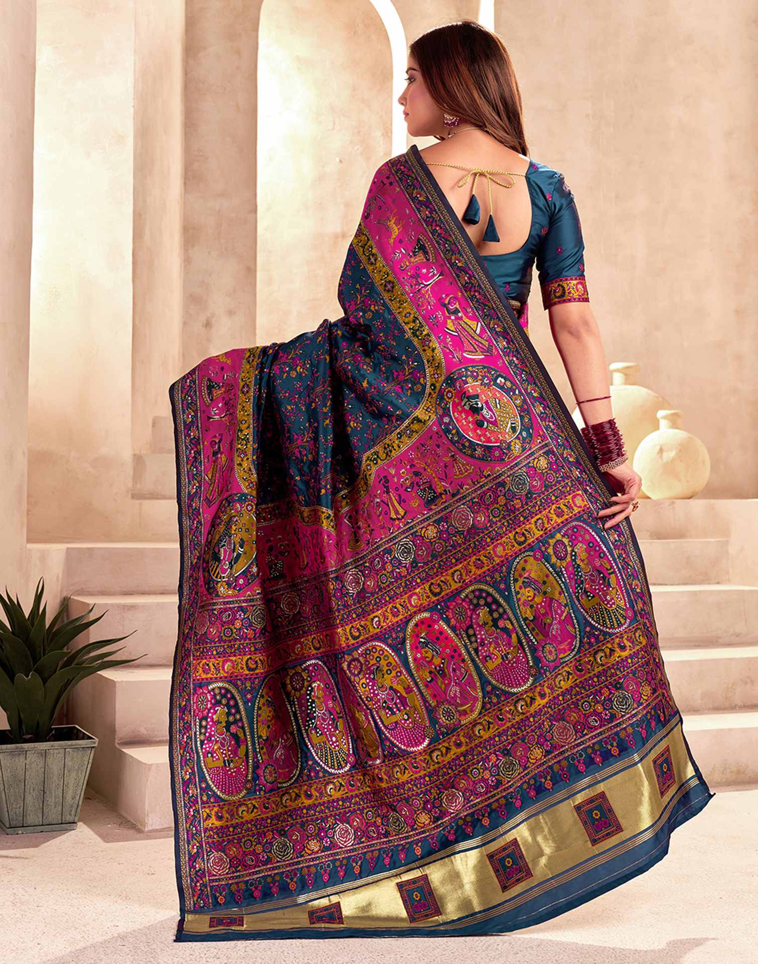 Rama Blue Silk Woven Patola Saree
