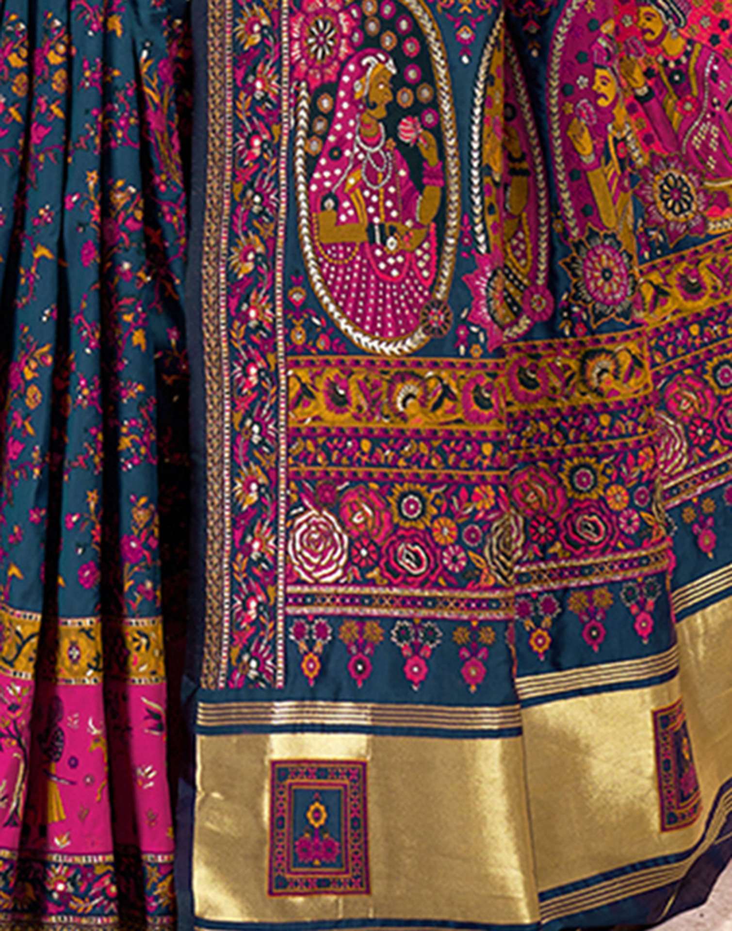 Rama Blue Silk Woven Patola Saree