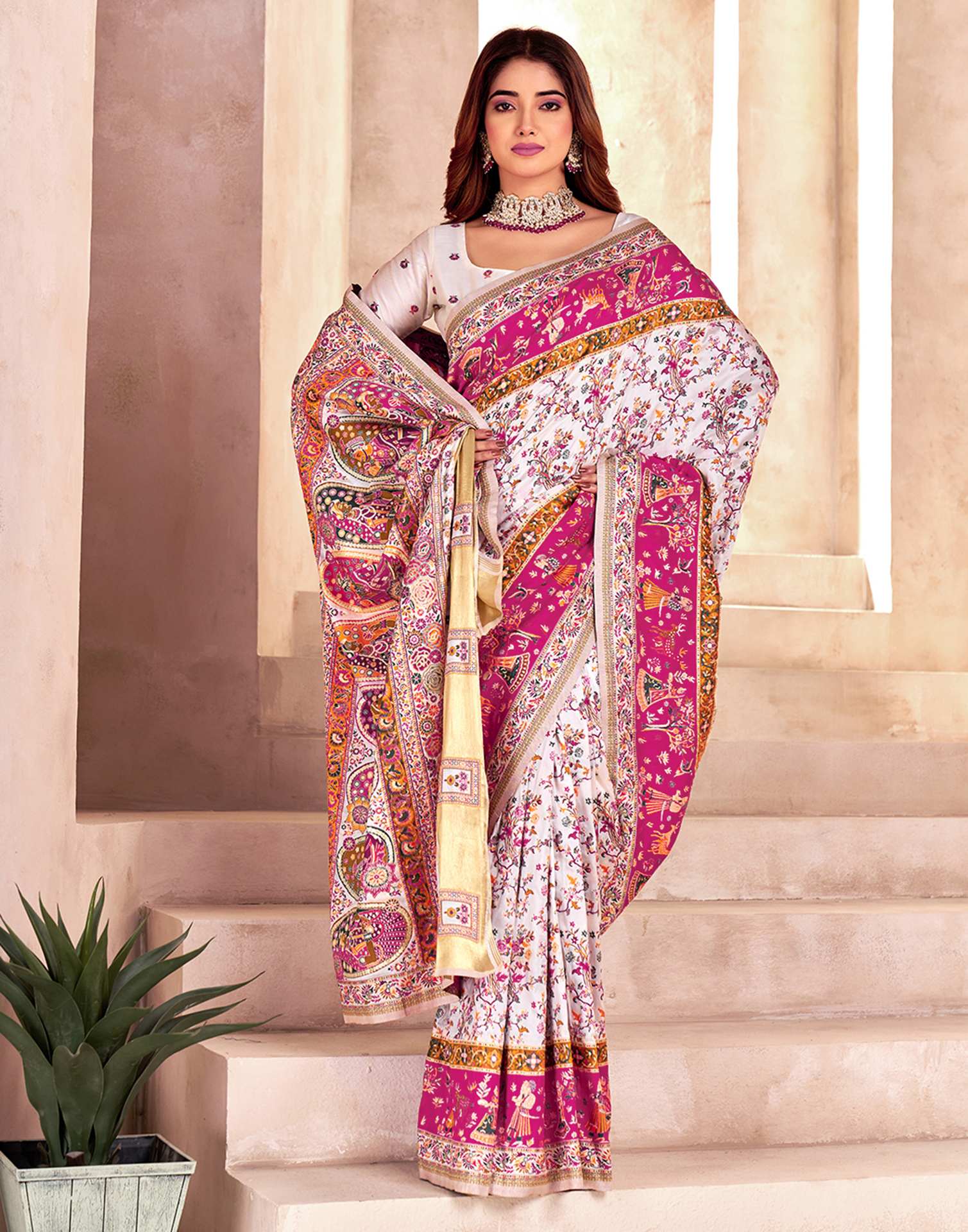 Off White Silk Woven Patola Saree