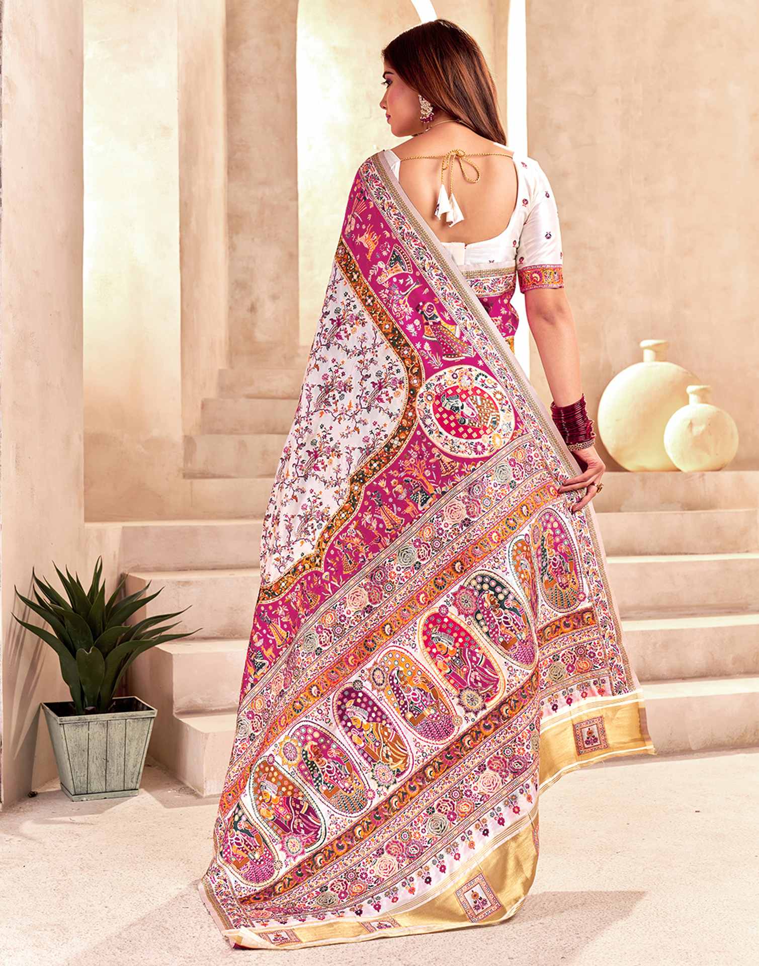 Off White Silk Woven Patola Saree