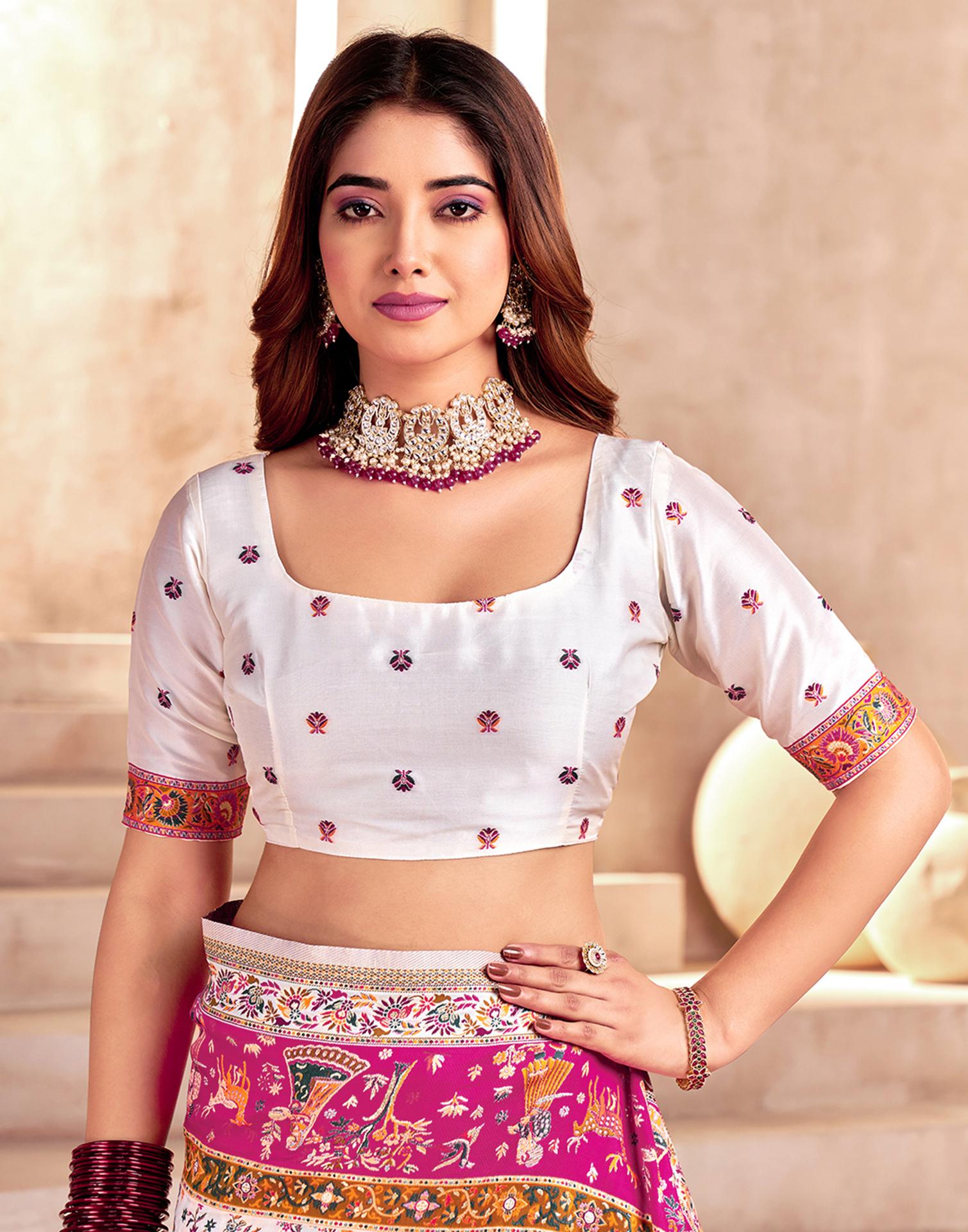 Off White Silk Woven Patola Saree