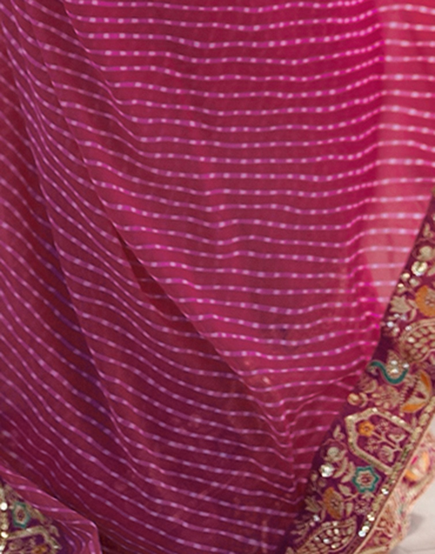 Pink Georgette Printed Laheriya Saree