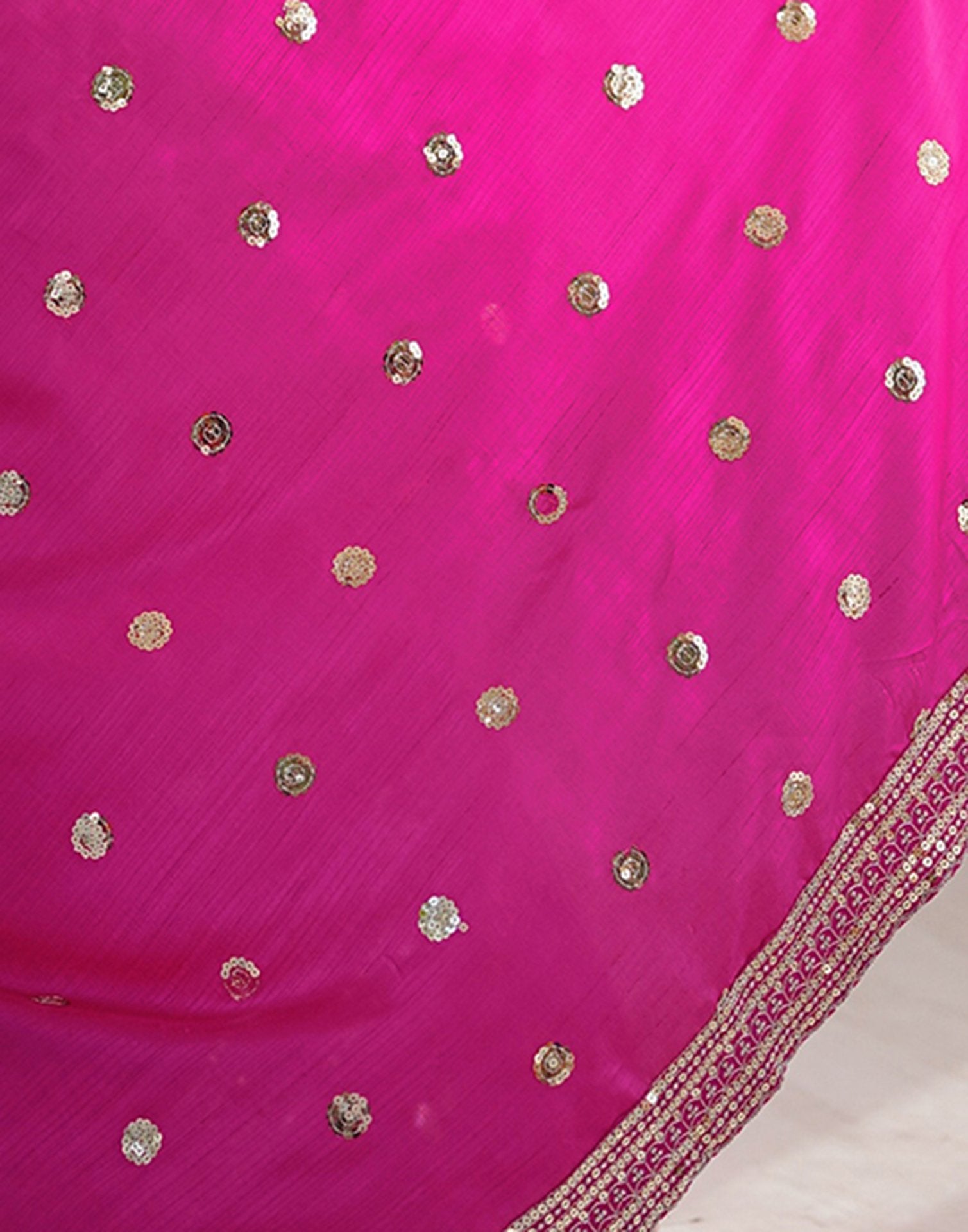 Pink Silk Sequence Embroidery Saree