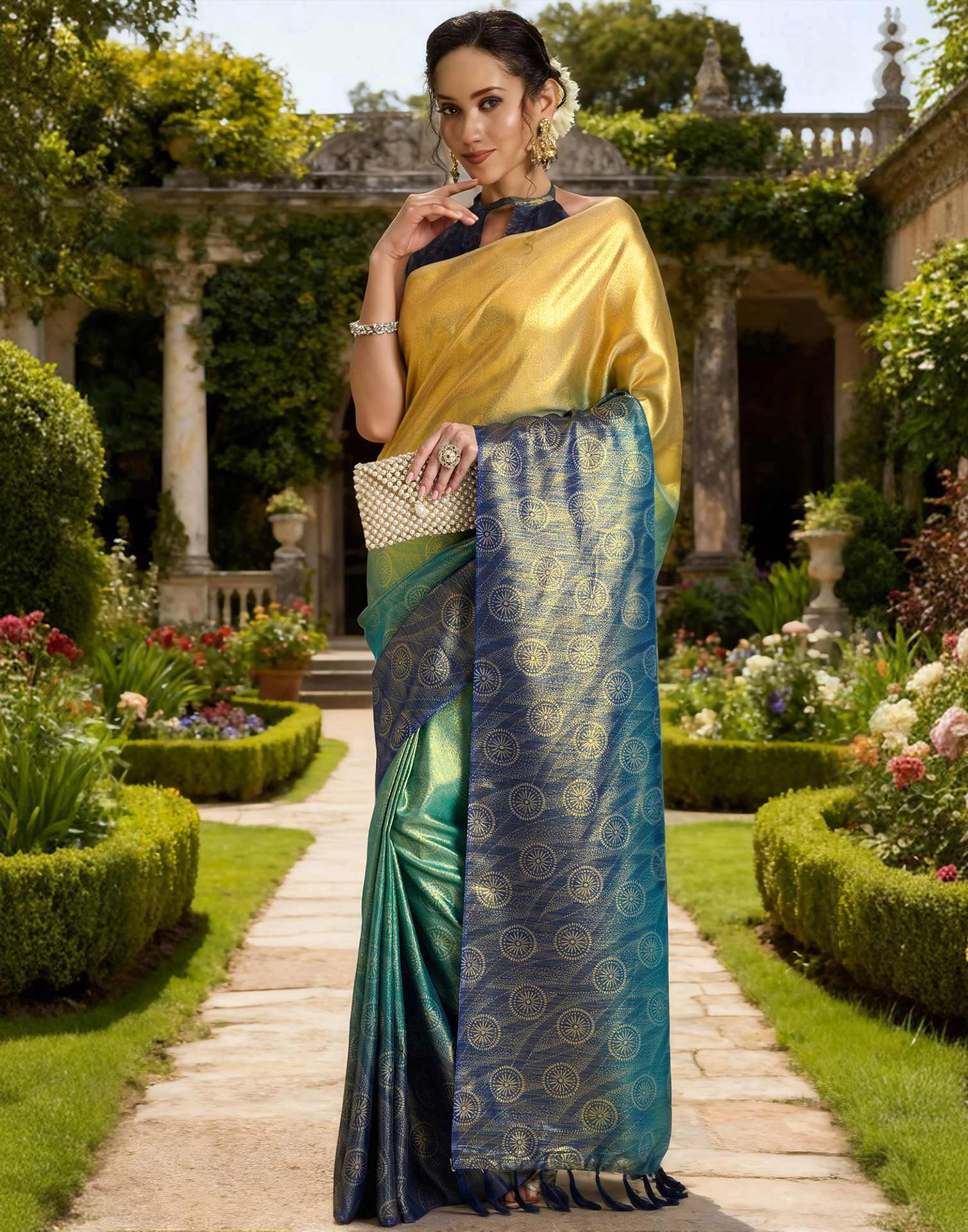 Multicoloured Silk Printed Saree