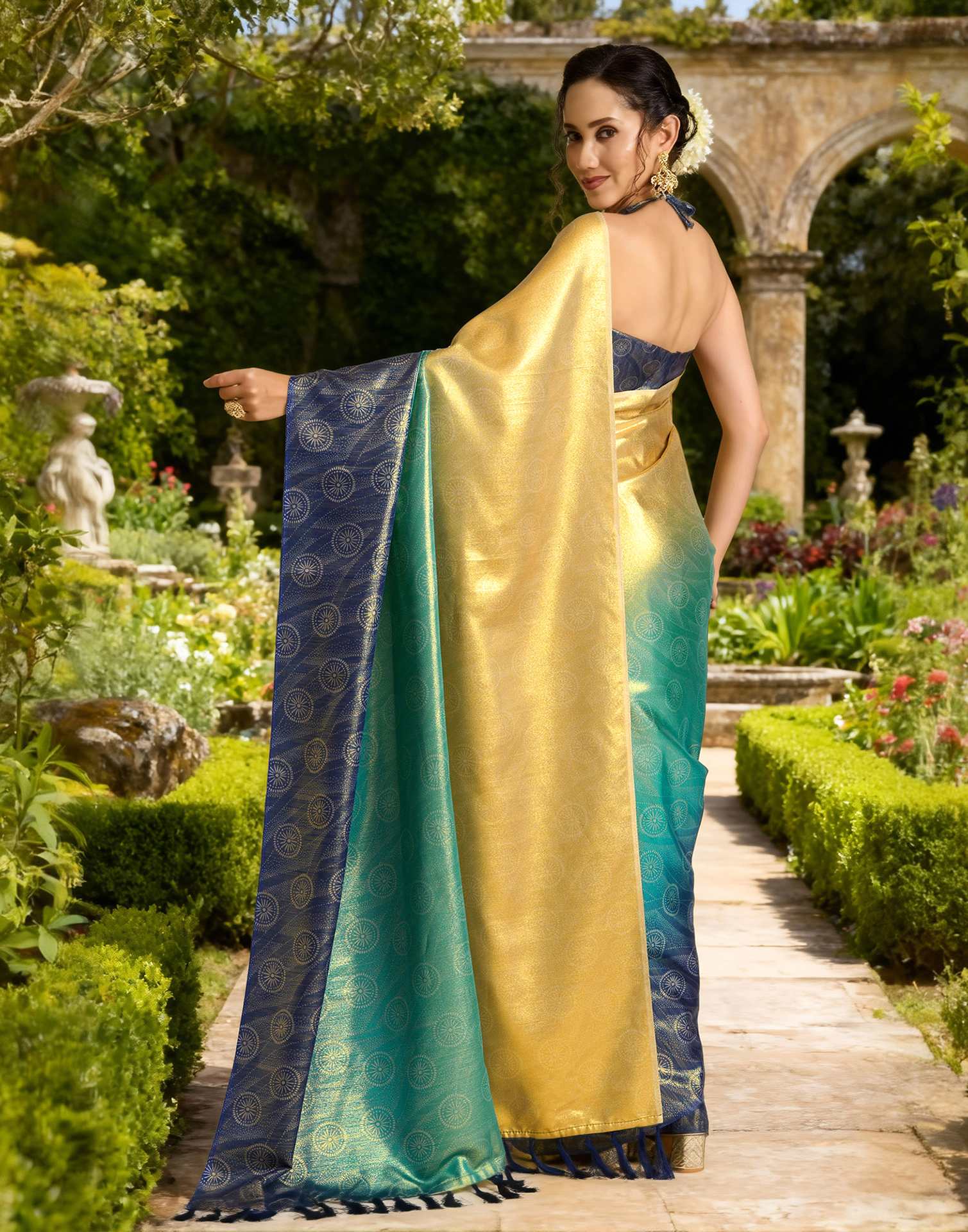 Multicoloured Silk Printed Saree