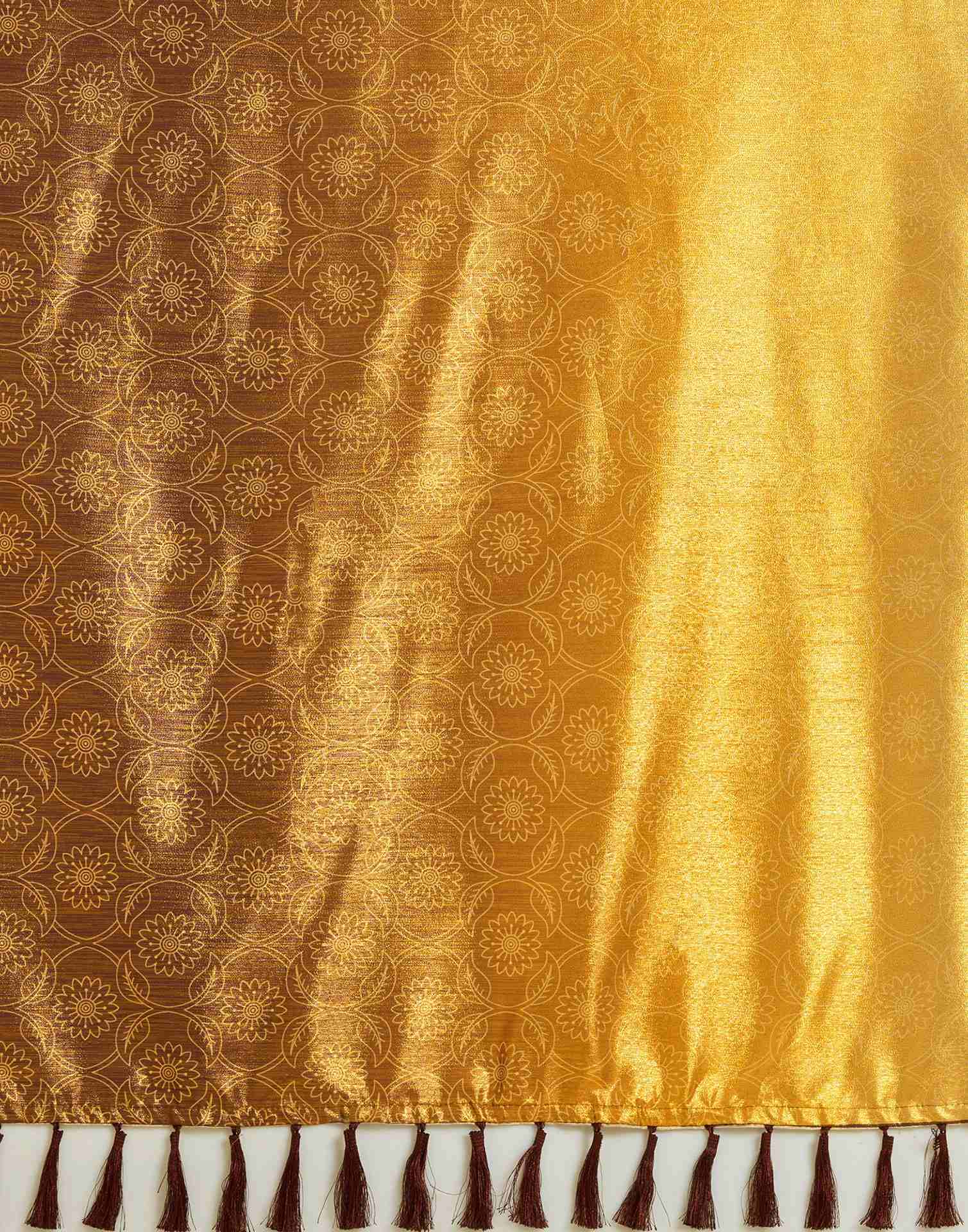 Yellow Silk Printed Saree