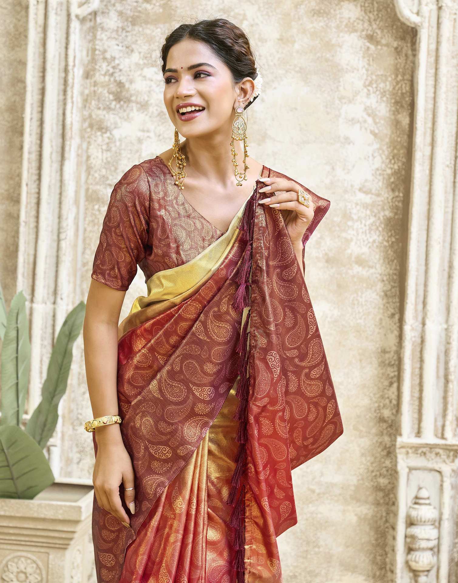 Red Silk Printed Saree