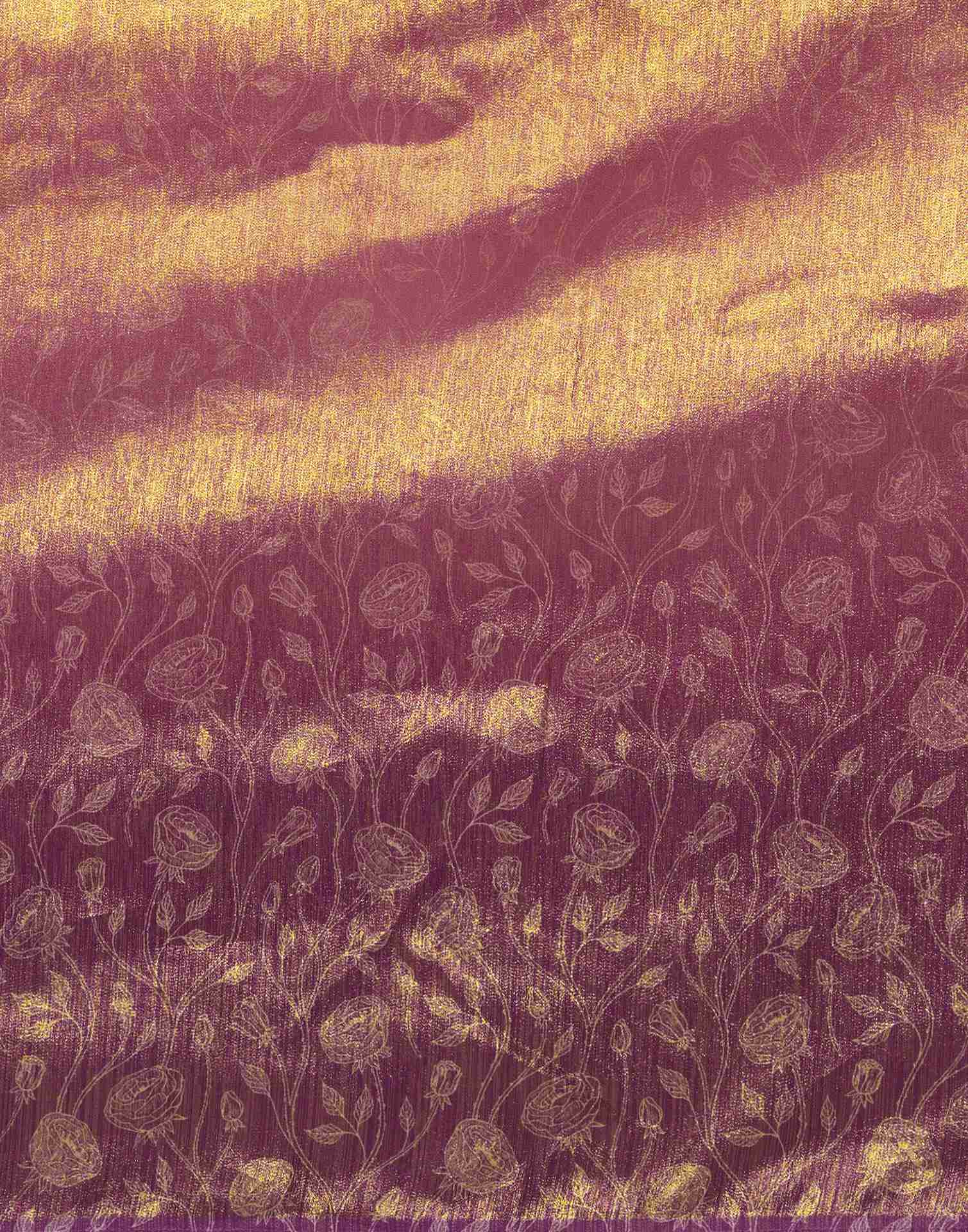 Coral Pink Silk Printed Saree