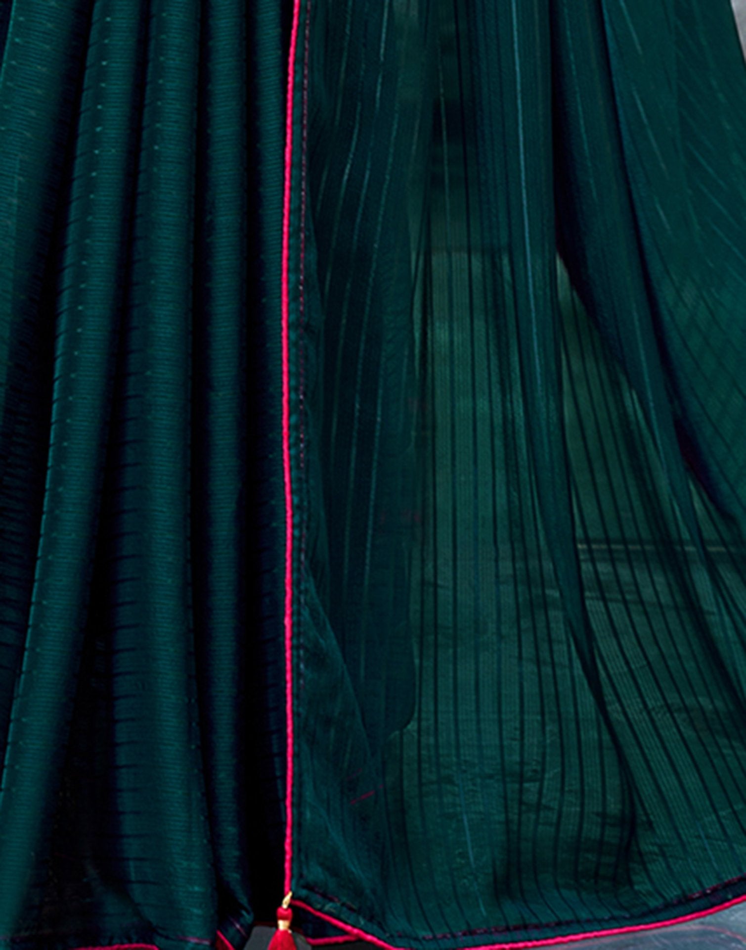 Rama Green Georgette Zari Stripe Saree