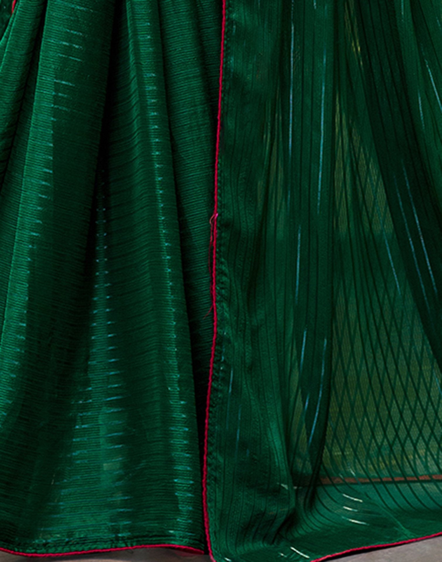 Dark Green Georgette Zari Stripe Saree