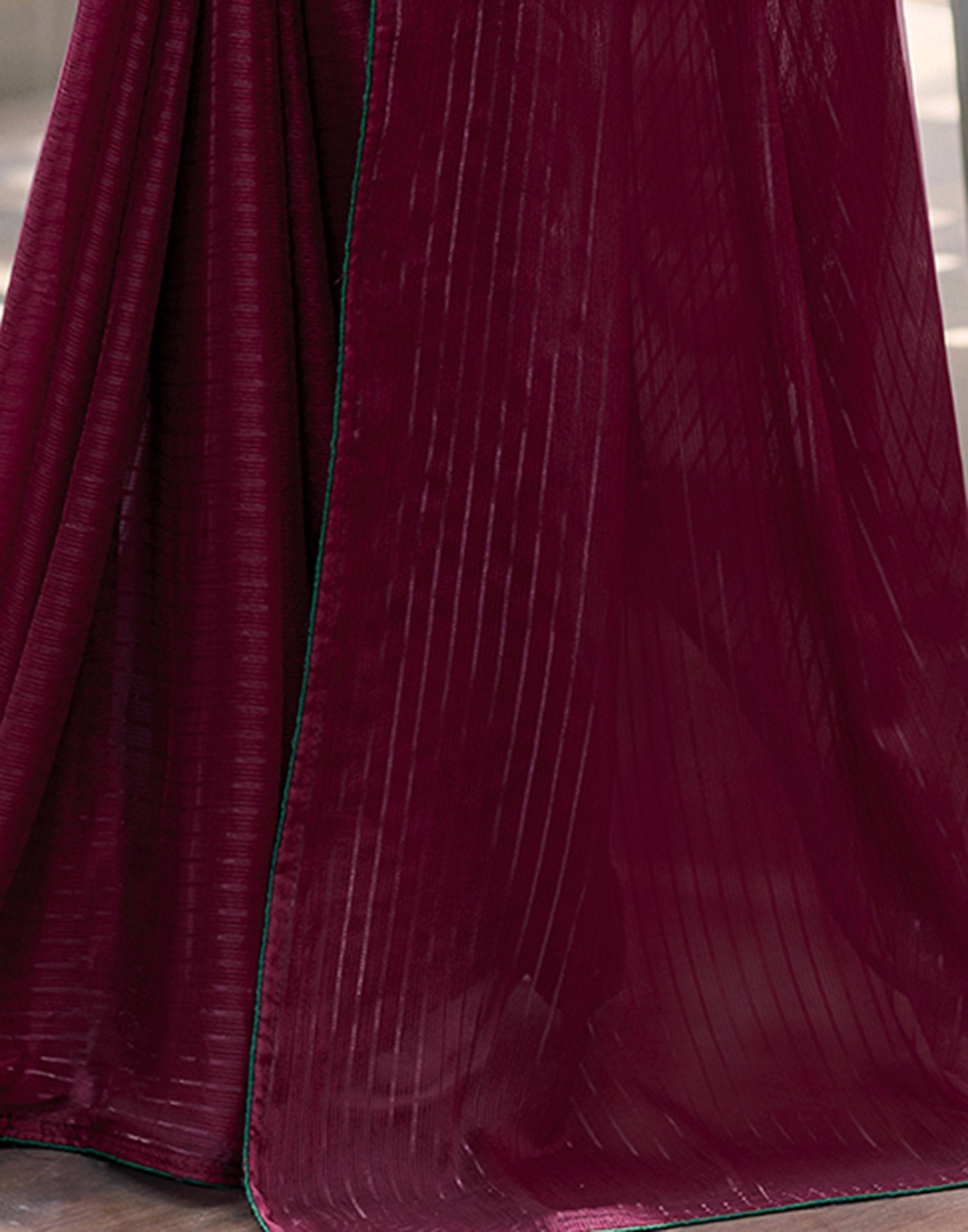 Maroon Georgette Zari Stripe Saree