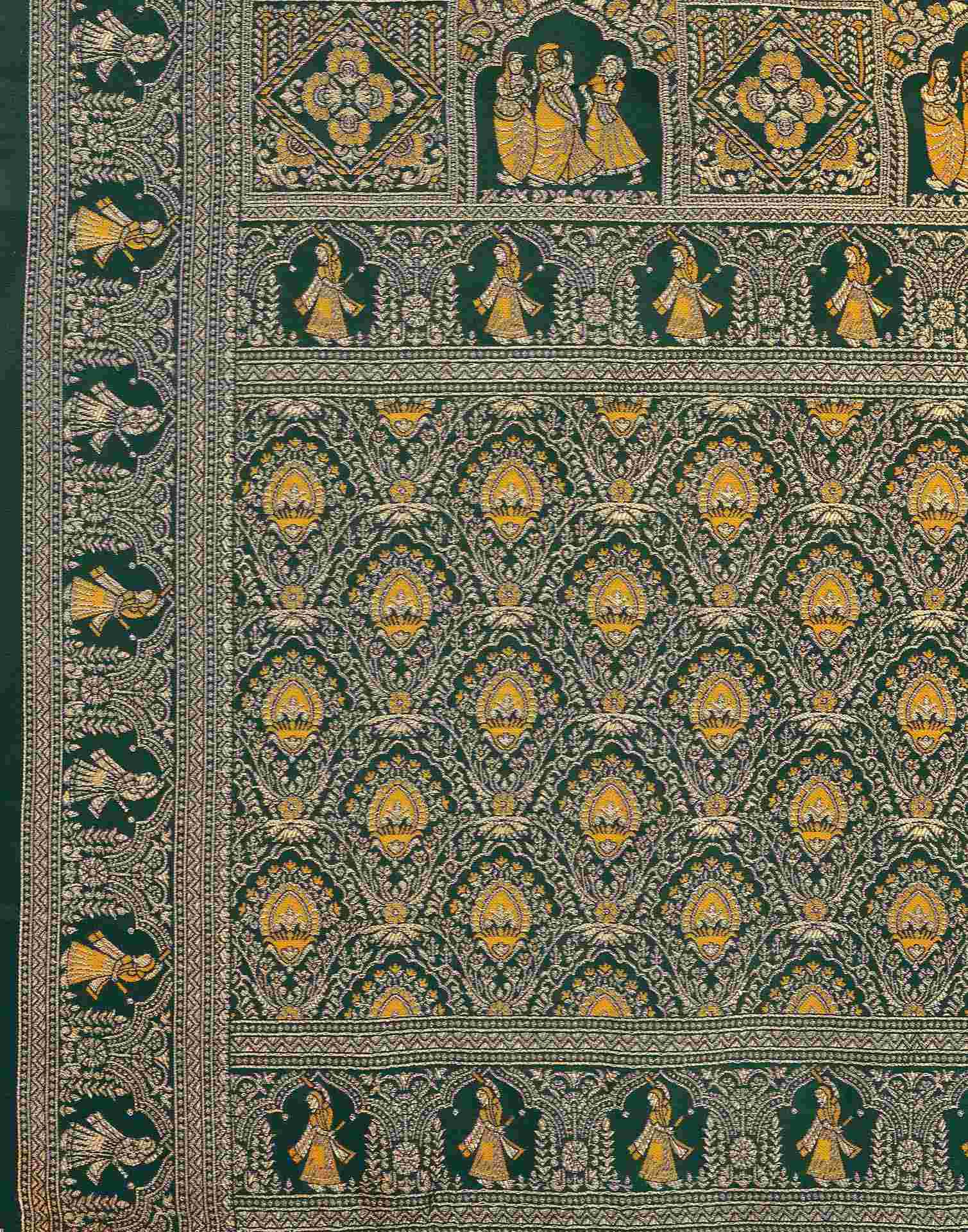 Yellow Silk Woven Baluchari Saree