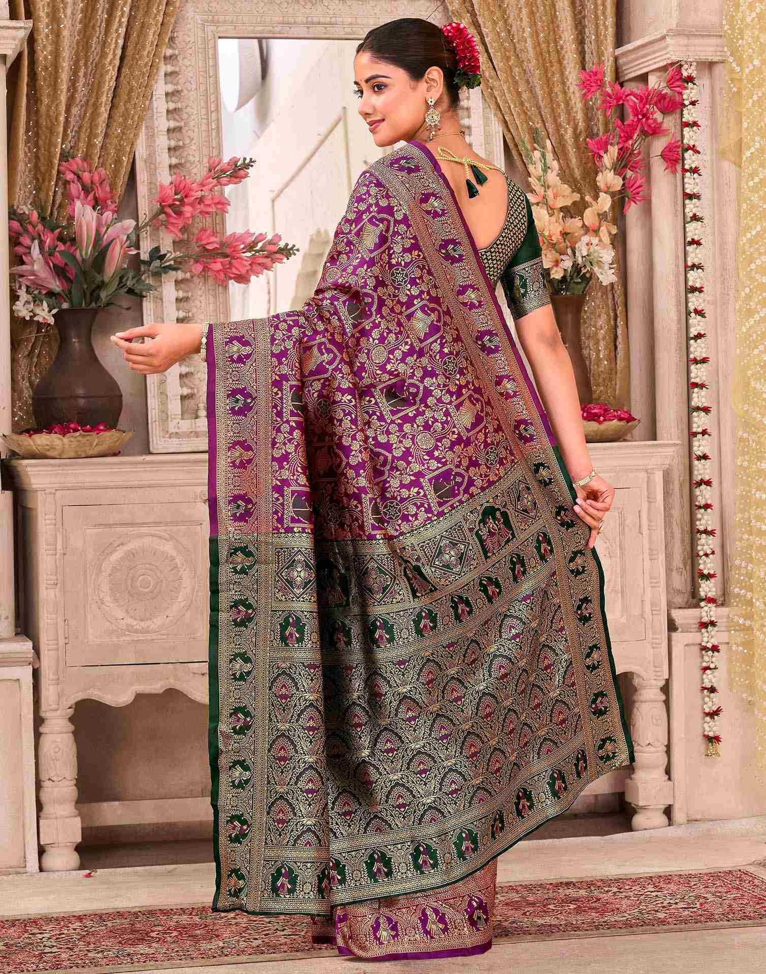 Magenta Silk Woven Baluchari Saree