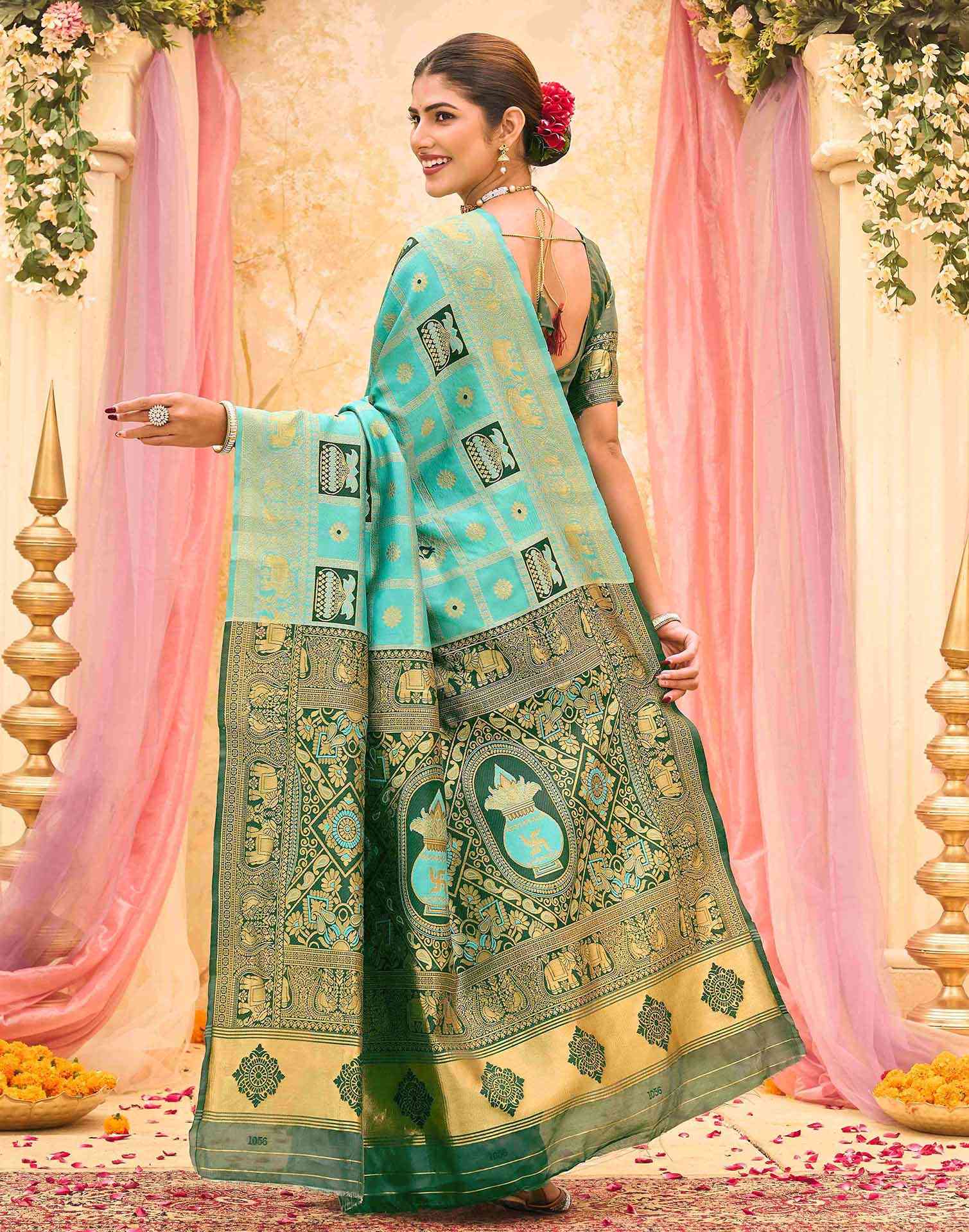 Turquoise Silk Woven Patola Saree