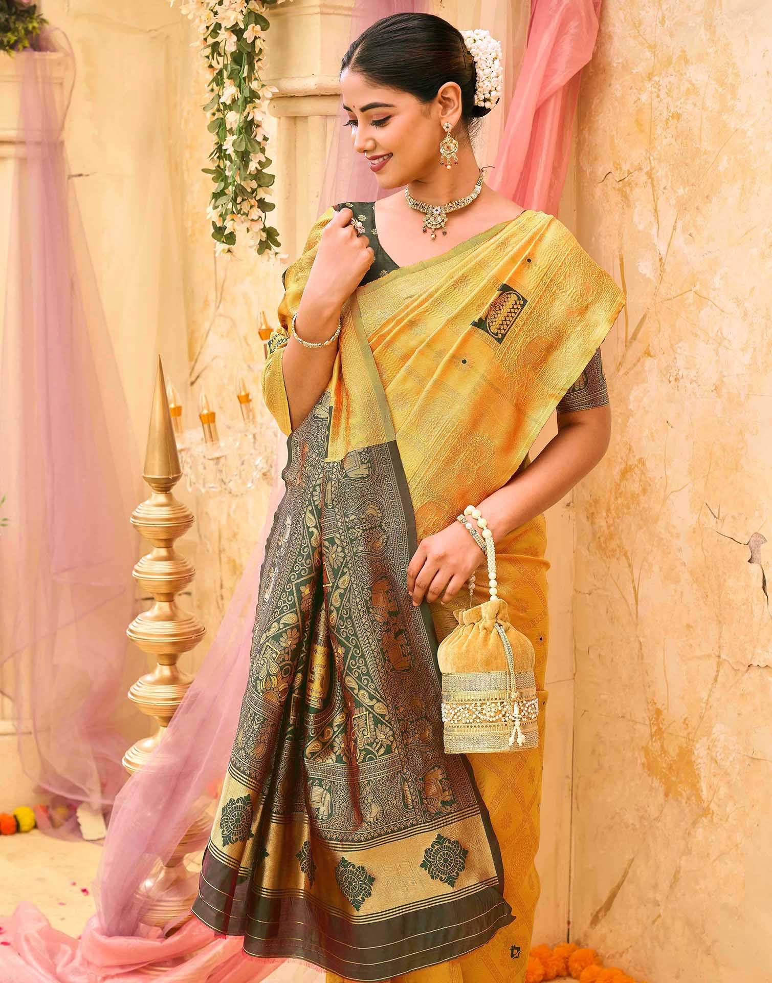 Yellow Silk Woven Patola Saree