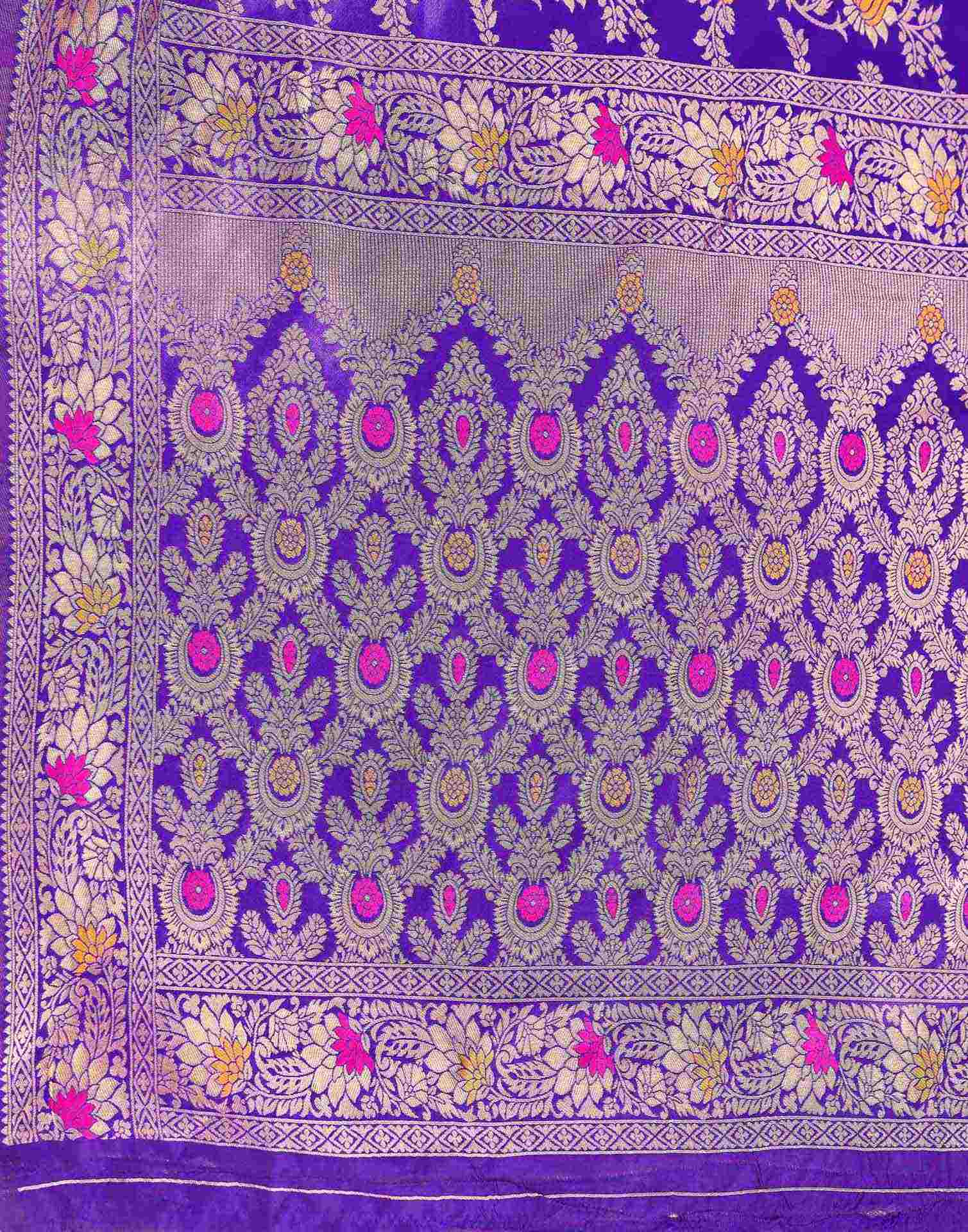 Violet Silk Woven Banarasi Saree