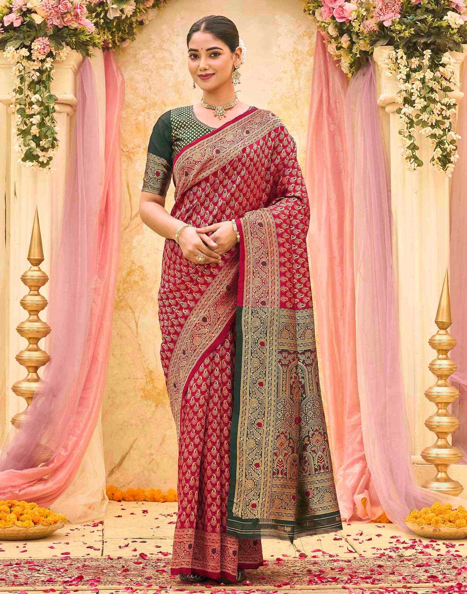Red Silk Woven Banarasi Saree
