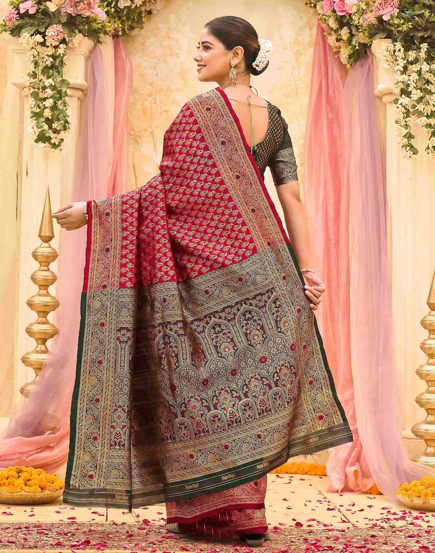 Red Silk Woven Banarasi Saree