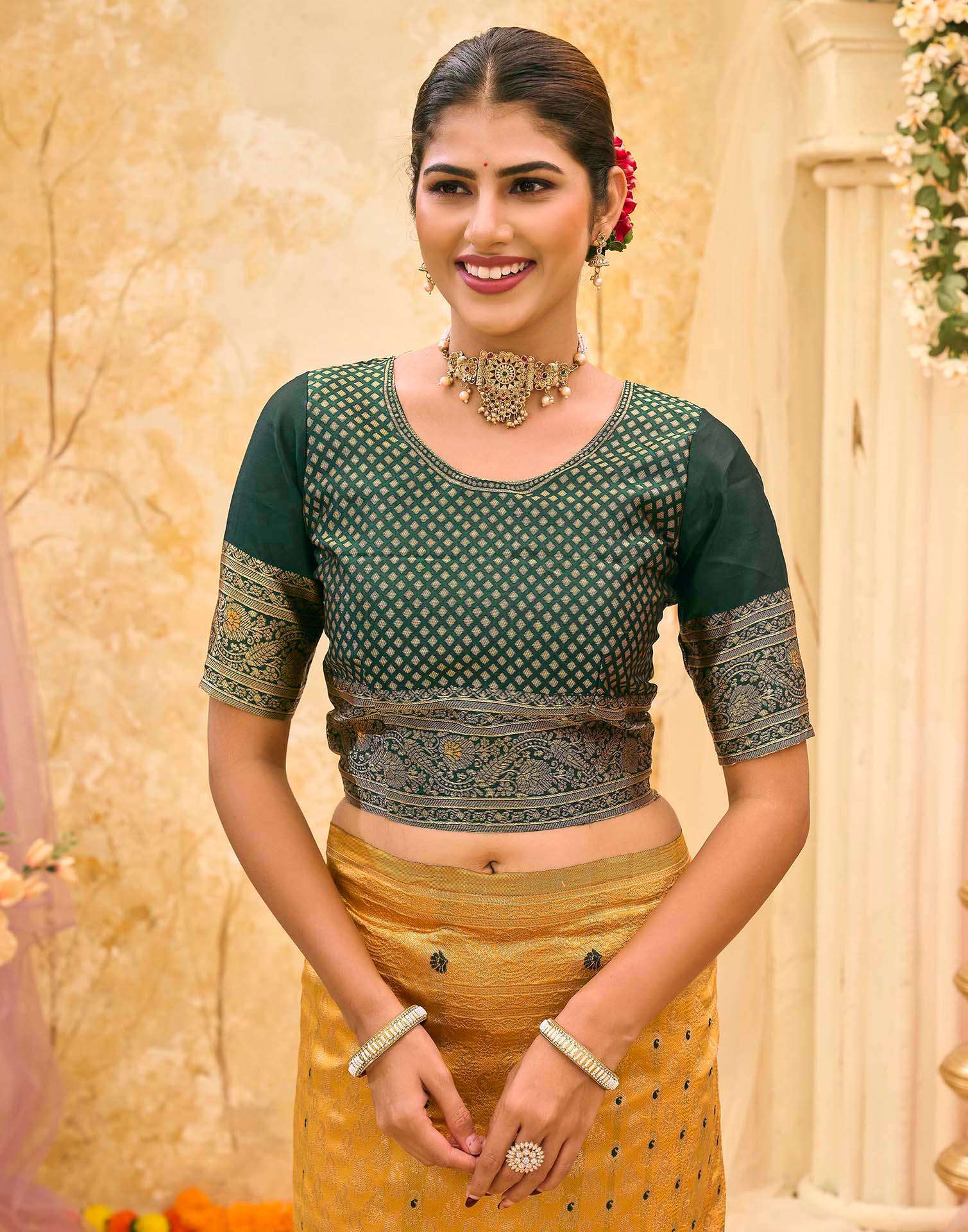 Yellow Silk Woven Banarasi Saree