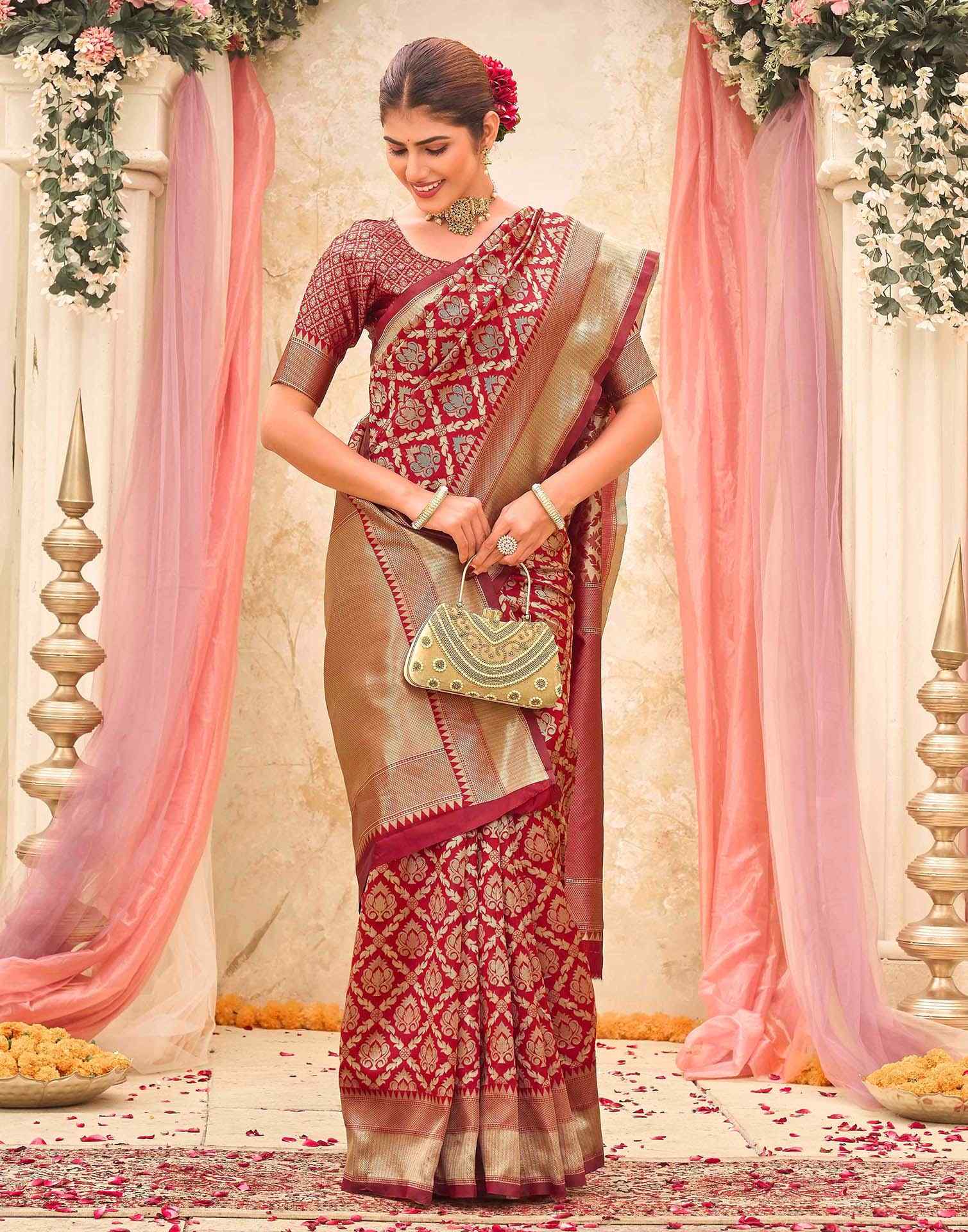Red Silk Woven Banarasi Saree