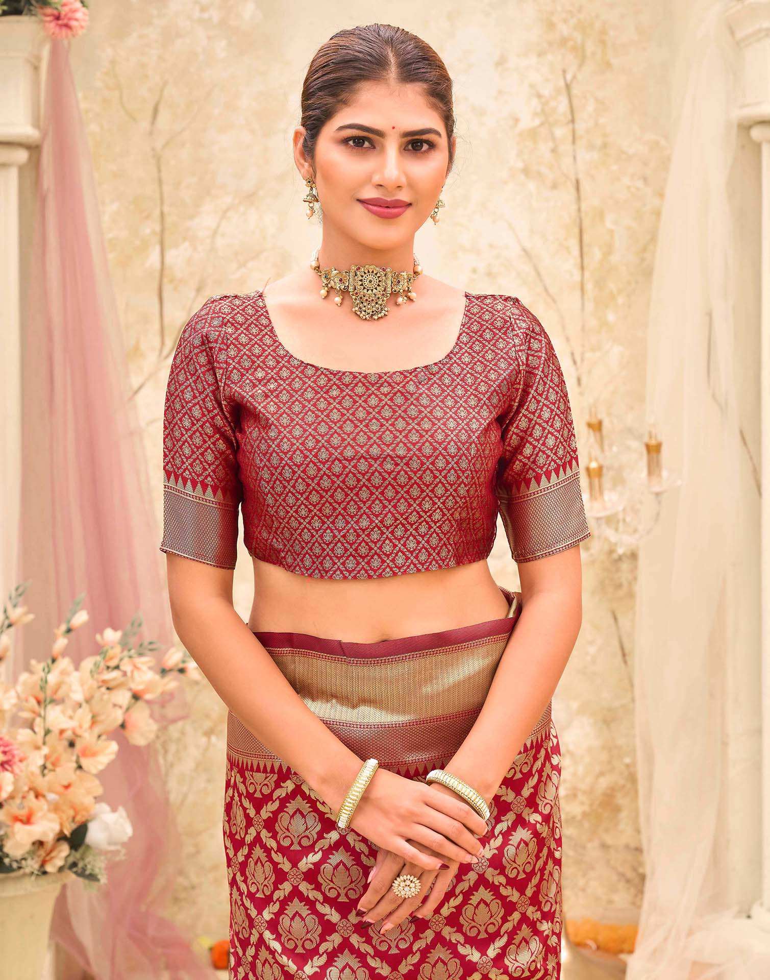 Red Silk Woven Banarasi Saree