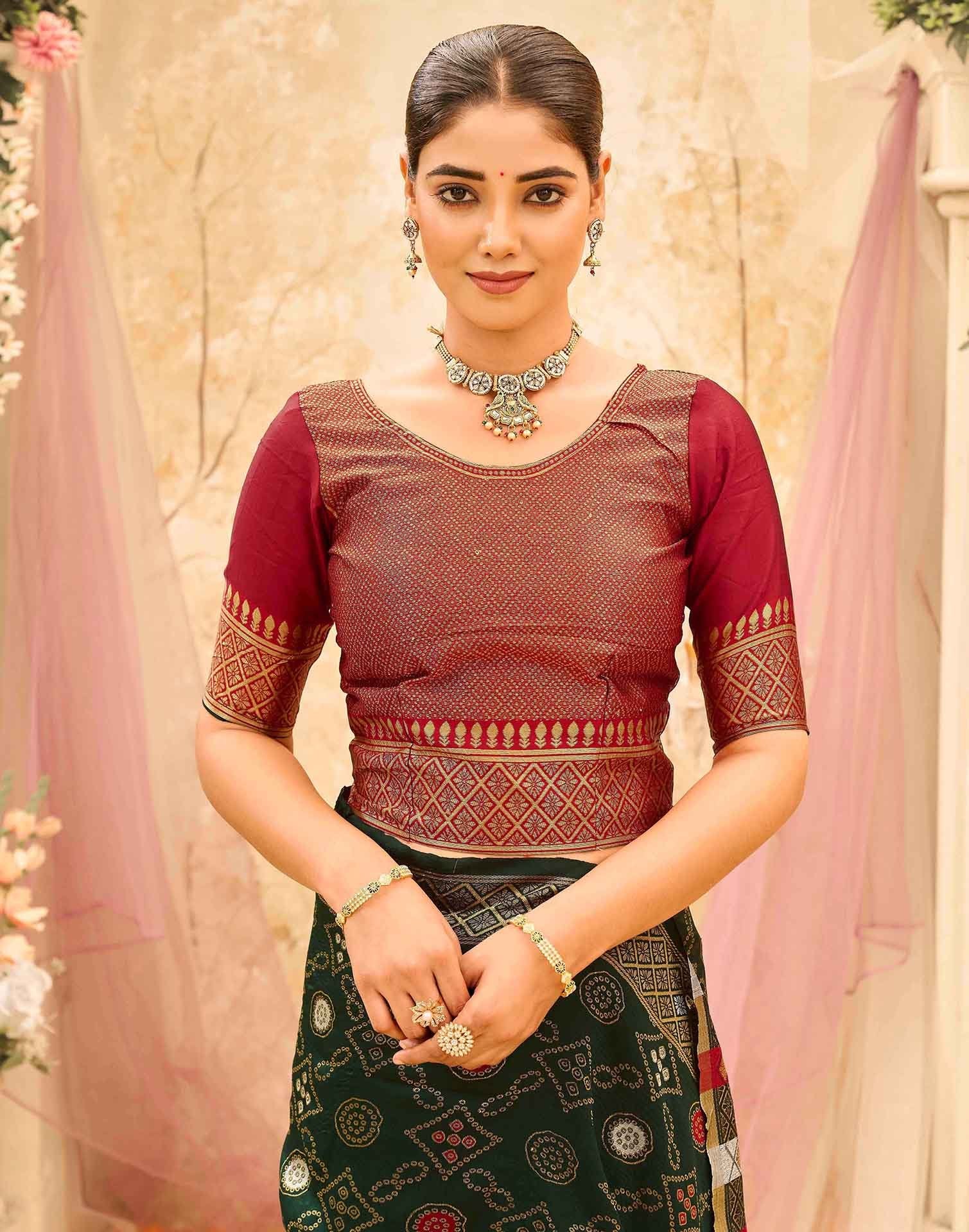 Dark Green Silk Woven Banarasi Saree