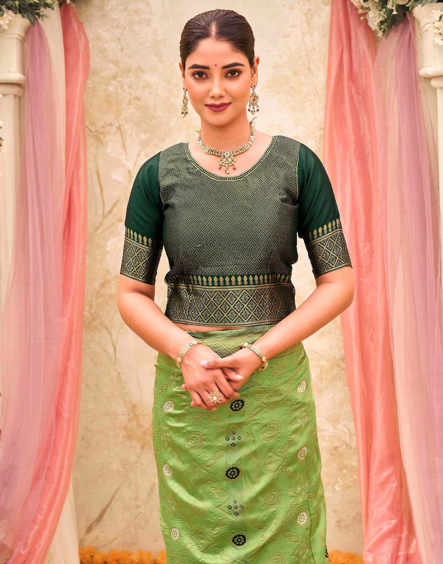 Pista Green Silk Woven Banarasi Saree