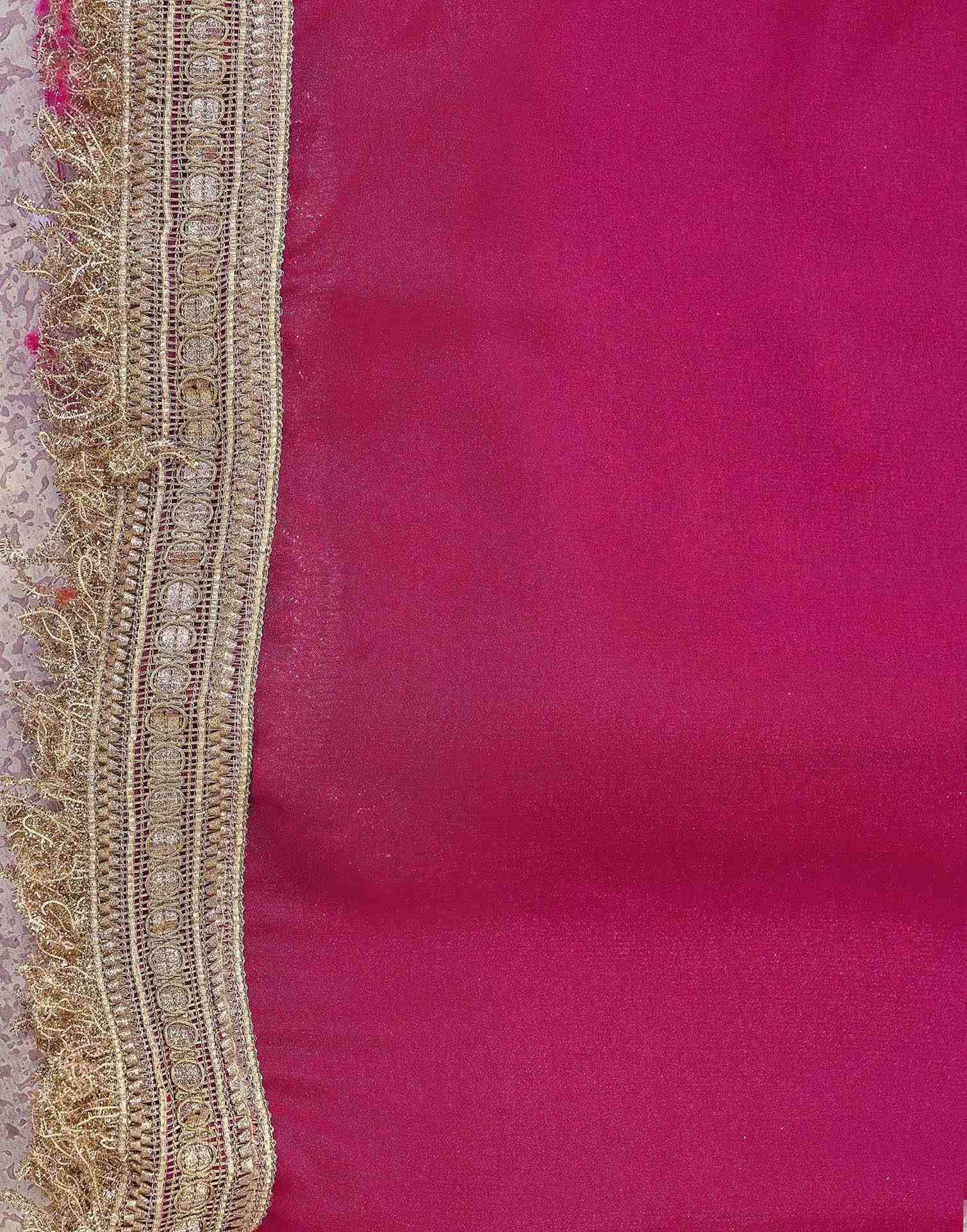 Rani Pink Georgette Gota Lace Saree